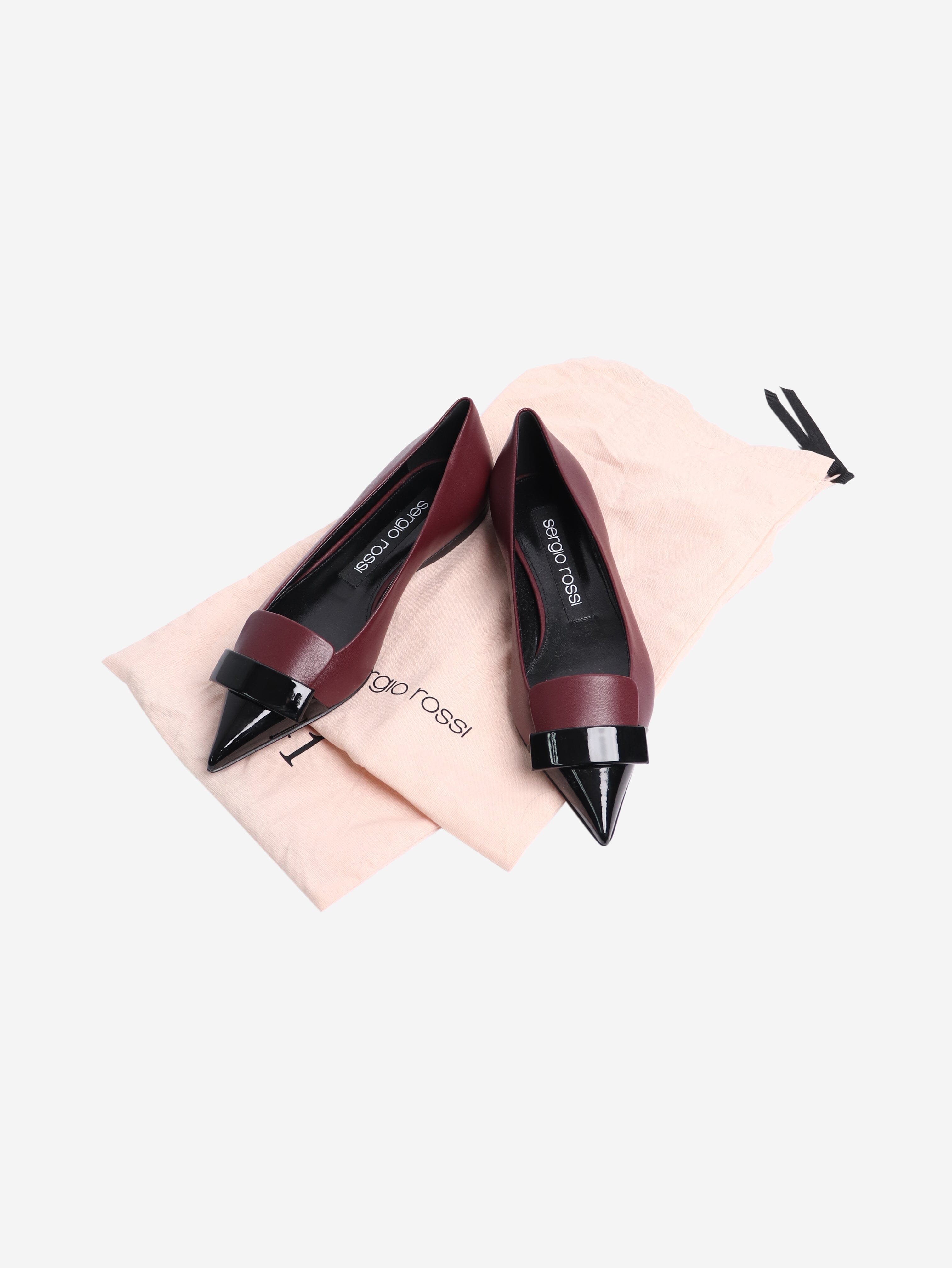 Burgundy Leather Ballet Flats for Women - Size EU 37 (US 7) - Comfortable & Stylish Shoes for Work, Office, and Casual Wear