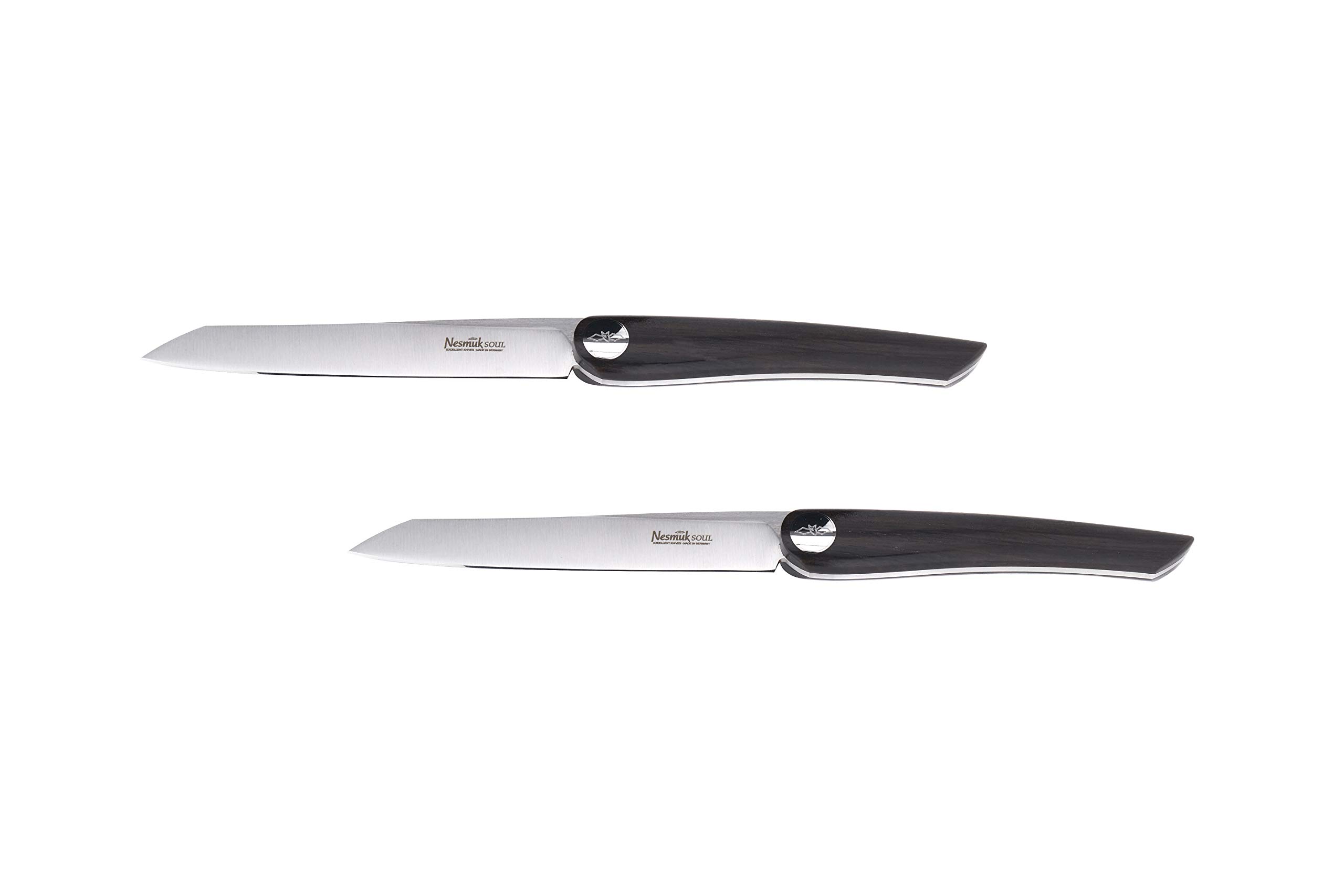 Premium Soul Steak Knife Set - 2-Piece High-Carbon Stainless Steel Steak Knives with Grenadilla Wood Handles | Perfect for Steak Dinners, BBQ Parties & Gourmet Cooking