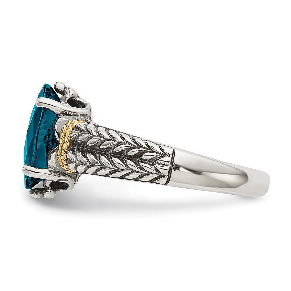 925 Sterling Silver & 14K Yellow Gold London Blue Topaz Ring for Women - Elegant Fine Jewelry Gift for Her, Anniversary, Birthday & Special Occasions