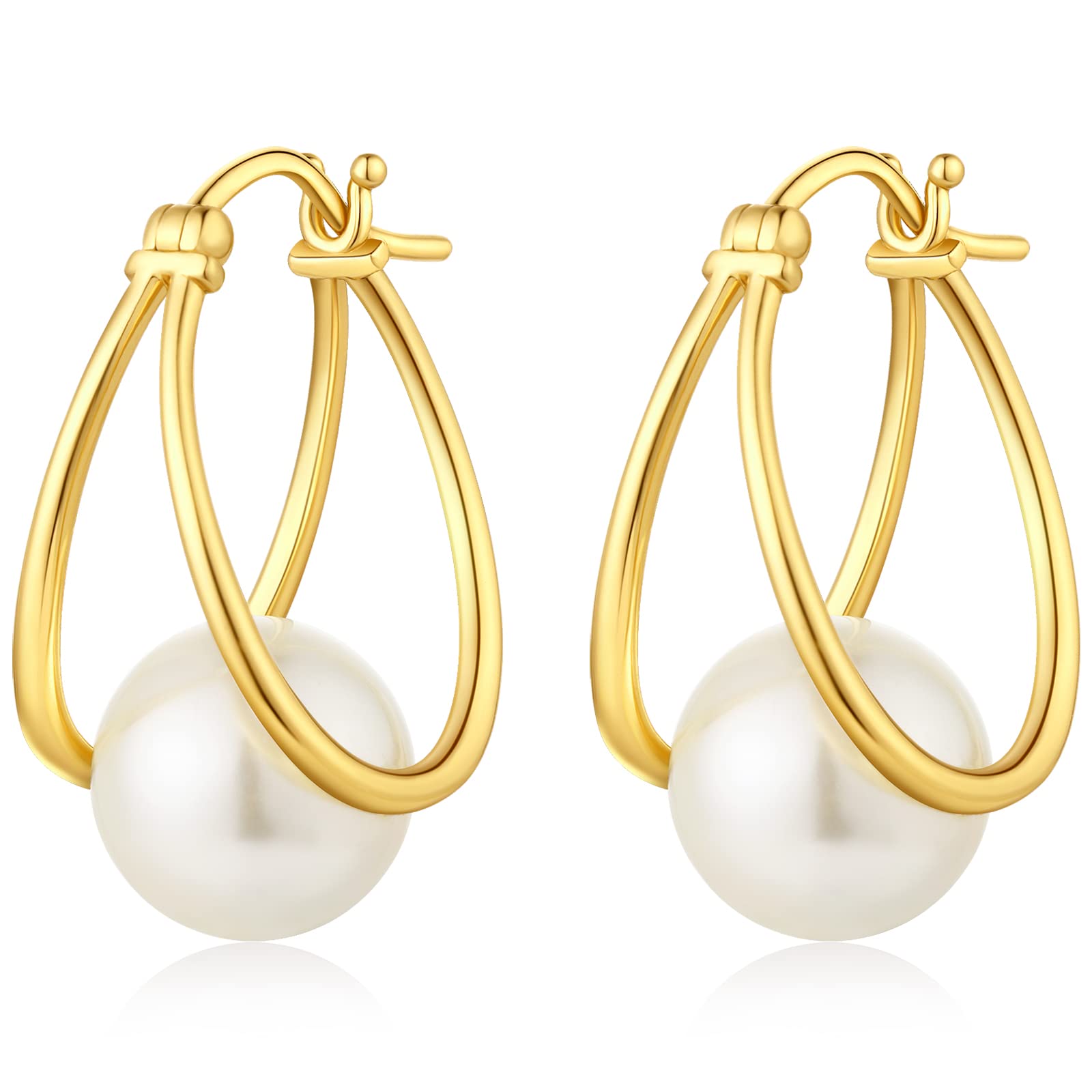 Gold & Silver Pearl Drop Earrings for Women | Freshwater Pearl Dangle Earrings | Sterling Silver & Gold Earrings | Perfect for Weddings, Parties & Special Occasions