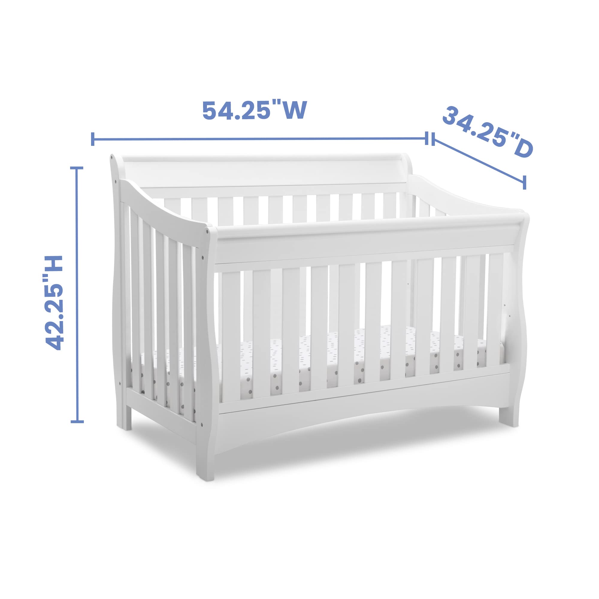 Delta Children Bentley S Series 4-in-1 Convertible Crib in White with Serta Perfect Slumber Dual-Sided Eco-Friendly Crib Mattress - Nursery Essentials for Newborns & Toddlers | Safe Sleep Solution for Baby's First Bedroom