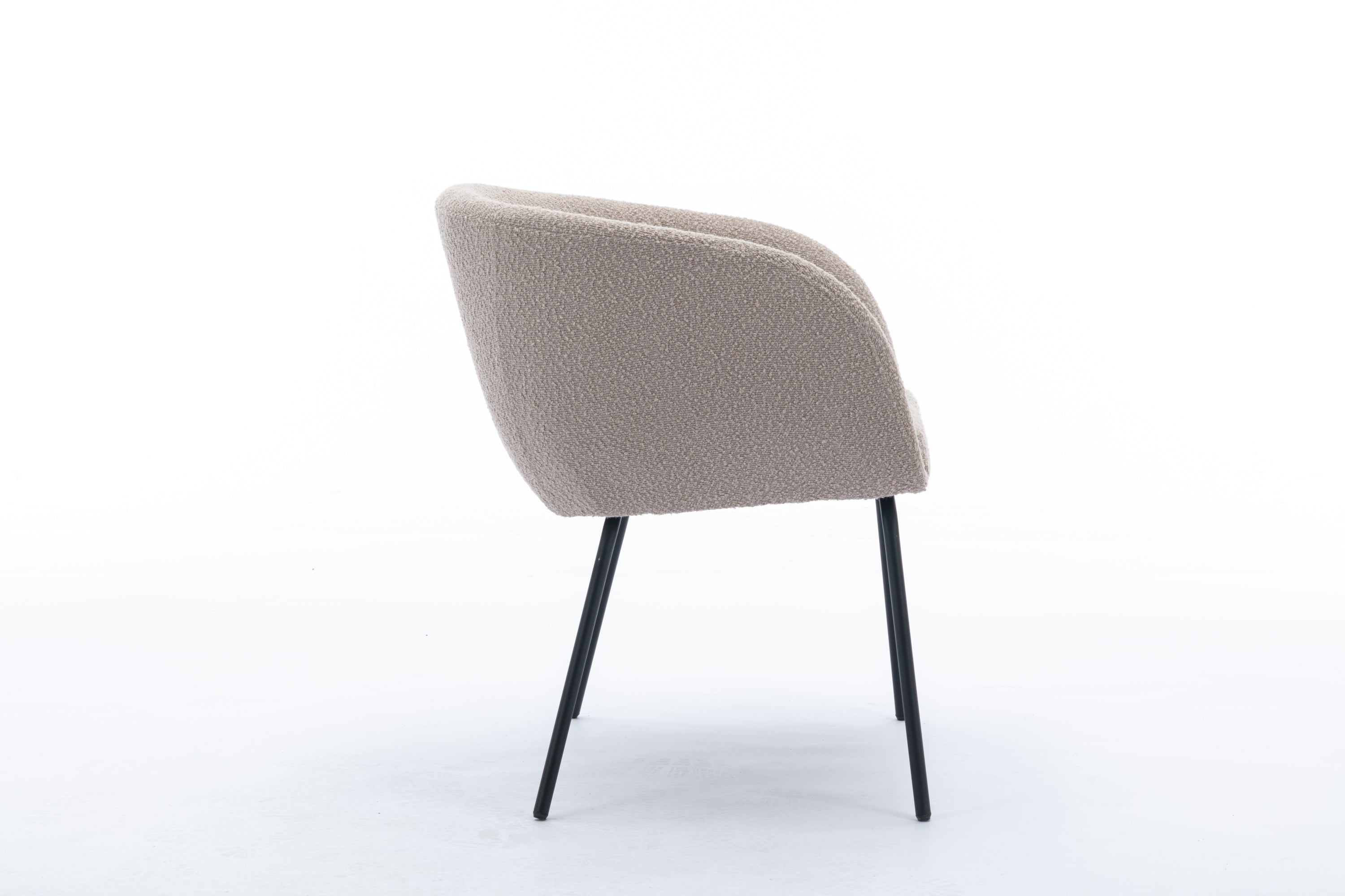 Boucle Fabric Dining Chair with Black Metal Legs - Set of 1 - Modern Upholstered Side Chair for Kitchen, Dining Room & Office