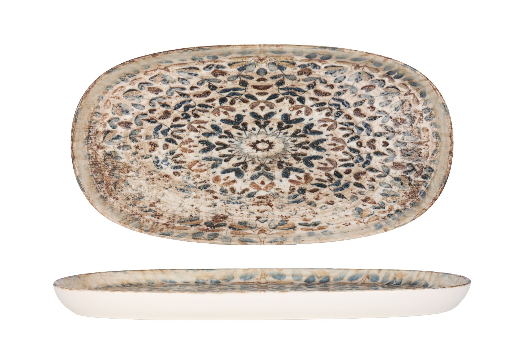 Aztec Design Ceramic Serving Plate 35x18 cm - Perfect for Appetizers, Tapas, and Party Snacks