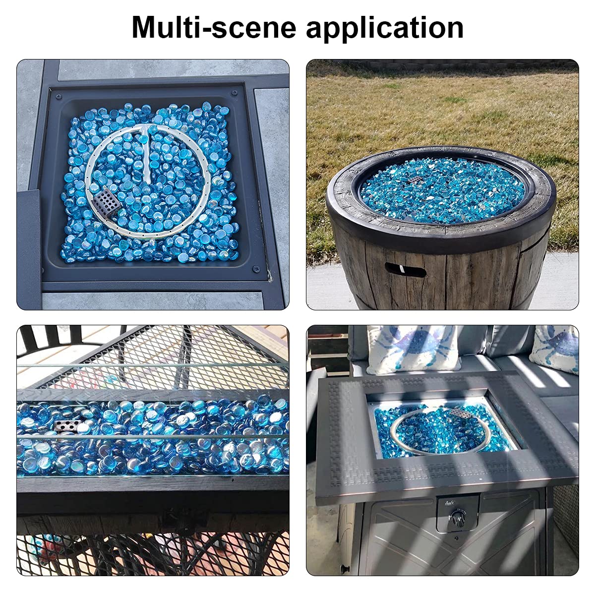 18 Pound Fire Glass Beads - Premium Reflective Azure Blue Fire Pit Glass for Gas Fireplace, Vase Fillers & Aquarium Decor - Enhances Flames & Adds Elegant Sparkle to Indoor/Outdoor Fire Features