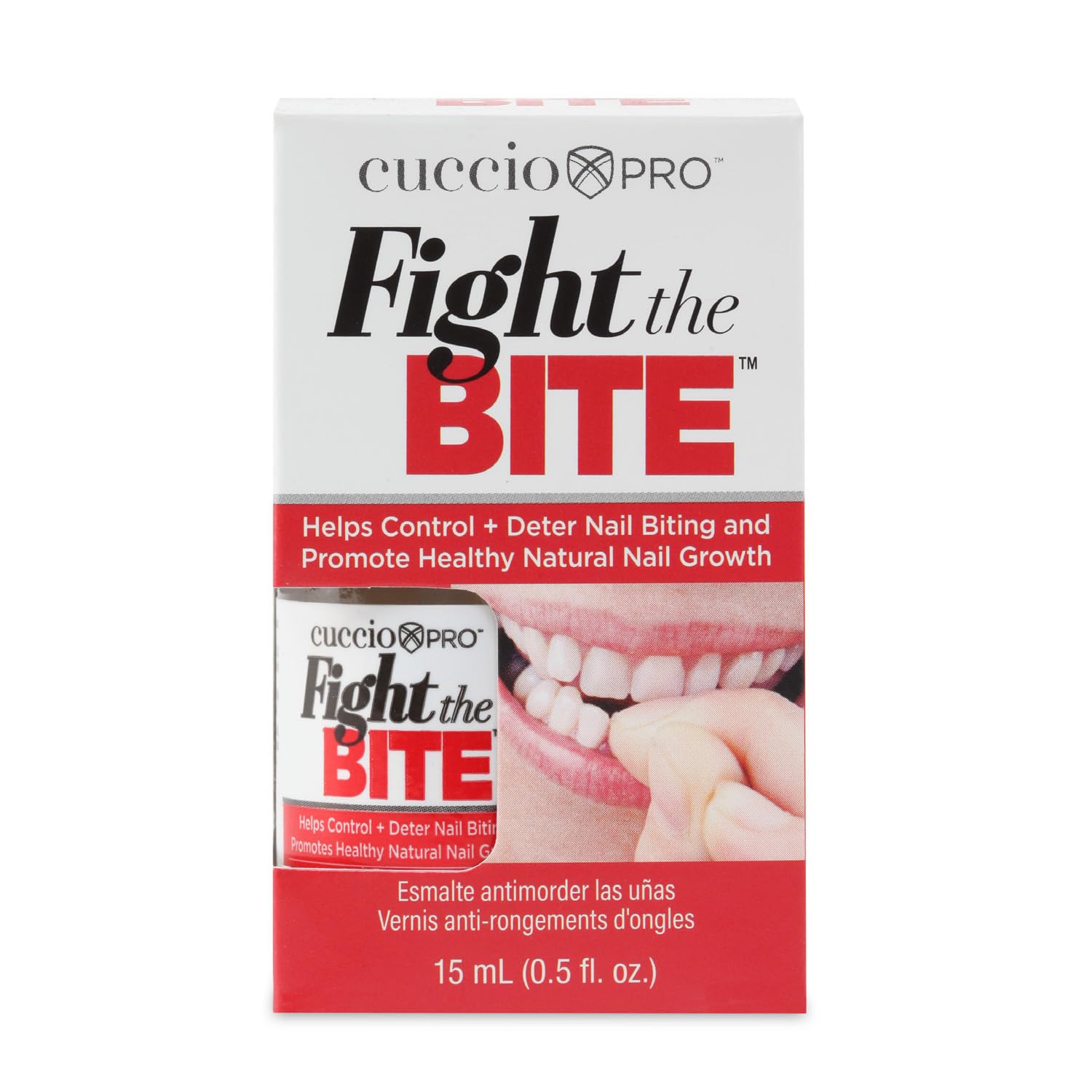 Cuccio Fight The Bite Clear No Bite Nail Polish for Women & Men - Bitter Taste to Stop Nail Biting - Promotes Healthy Nail Growth - 0.5 Fl Oz - Perfect for Home, Office & Travel Use