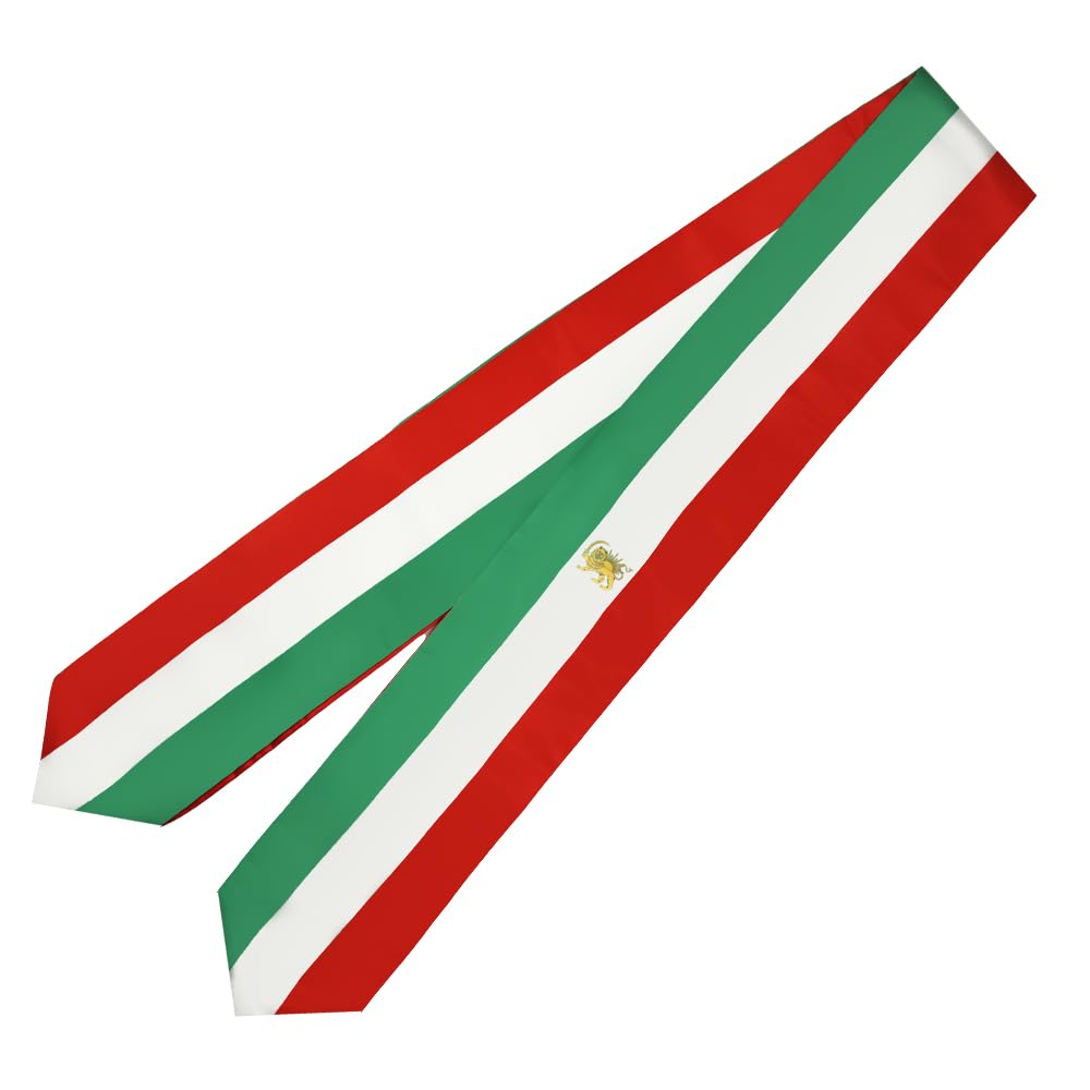 Iranian Flag Graduation Stole - 180x13cm Double Sided Sash for International Students - Perfect for Study Abroad Graduation Ceremonies, Cultural Events & Gift Giving