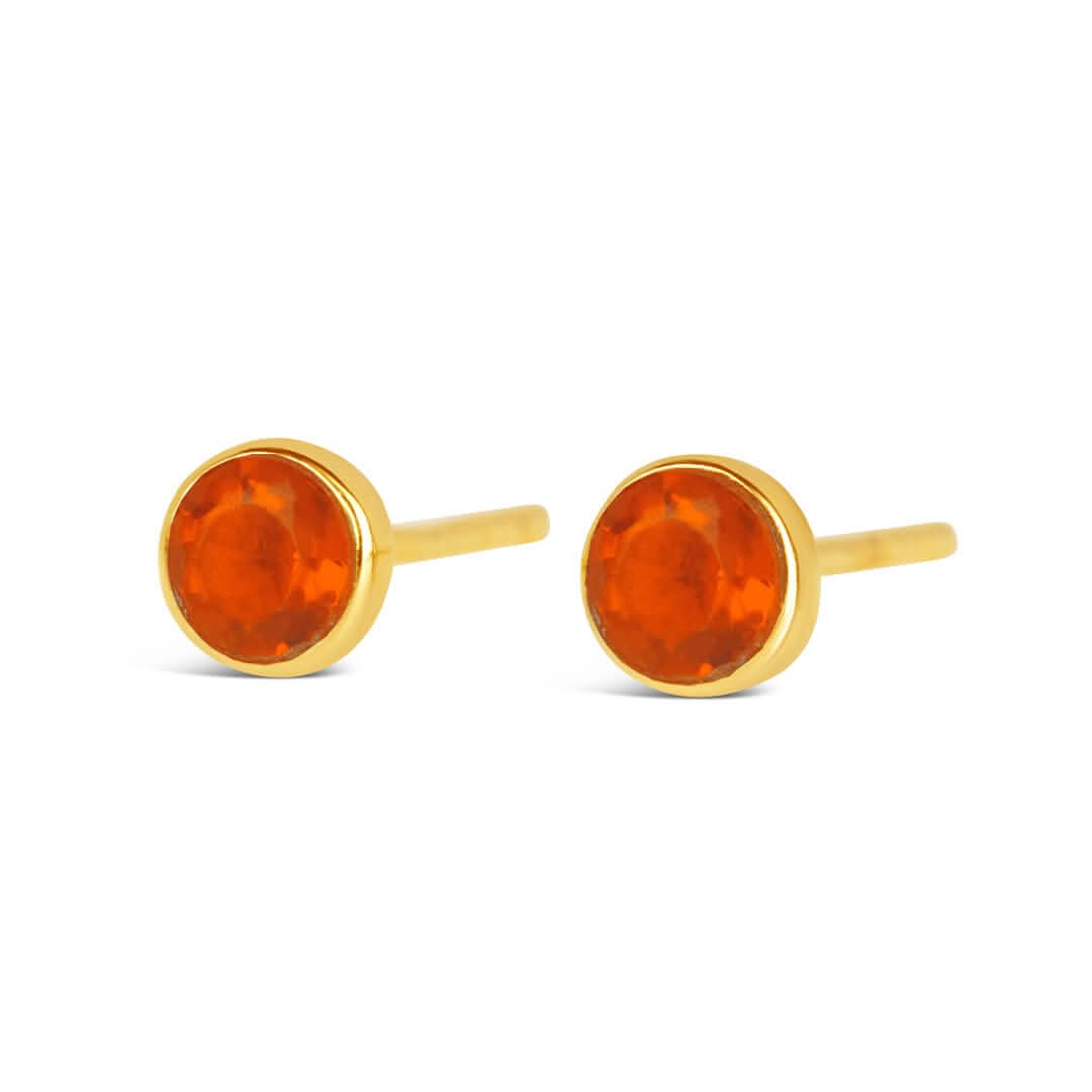 Natural Carnelian Mini Stud Earrings - 14K Gold Plated July Birthstone Jewelry for Women - Perfect for Gifts, Birthdays & Everyday Wear