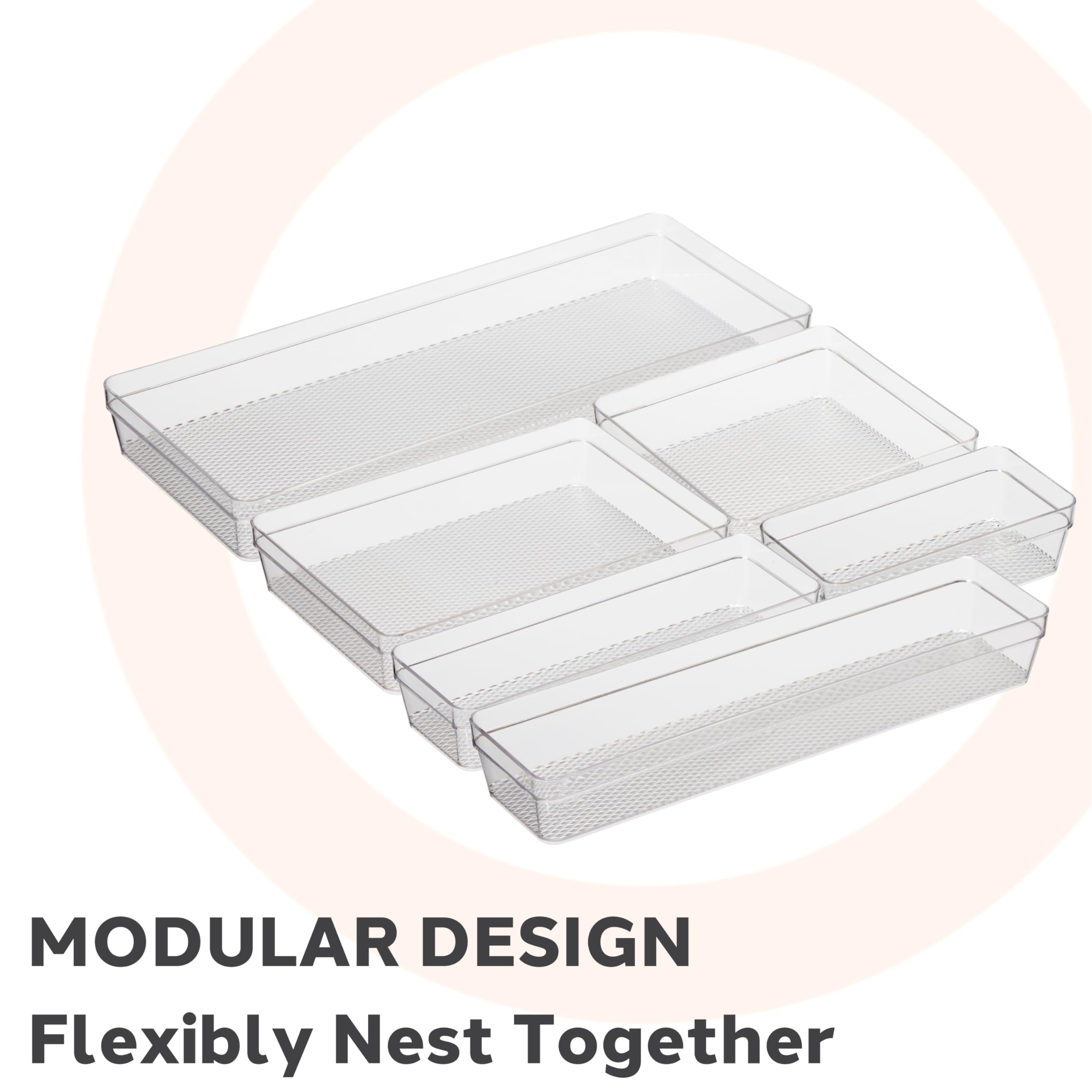 Oggi Clear Drawer Organizer Set of 6 - 6.25