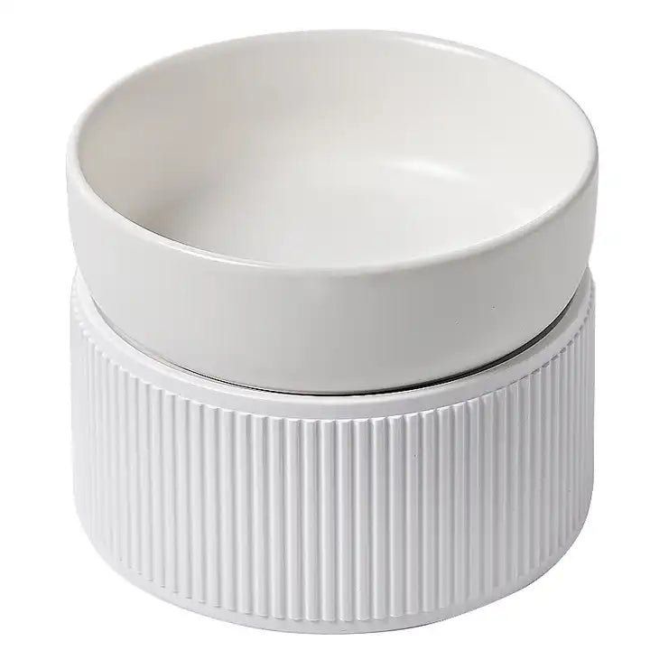 HOPD Ribbed Elevated Ceramic Single Bowl in White - Modern Kitchen Sink for Small Spaces, Perfect for Apartments & RVs