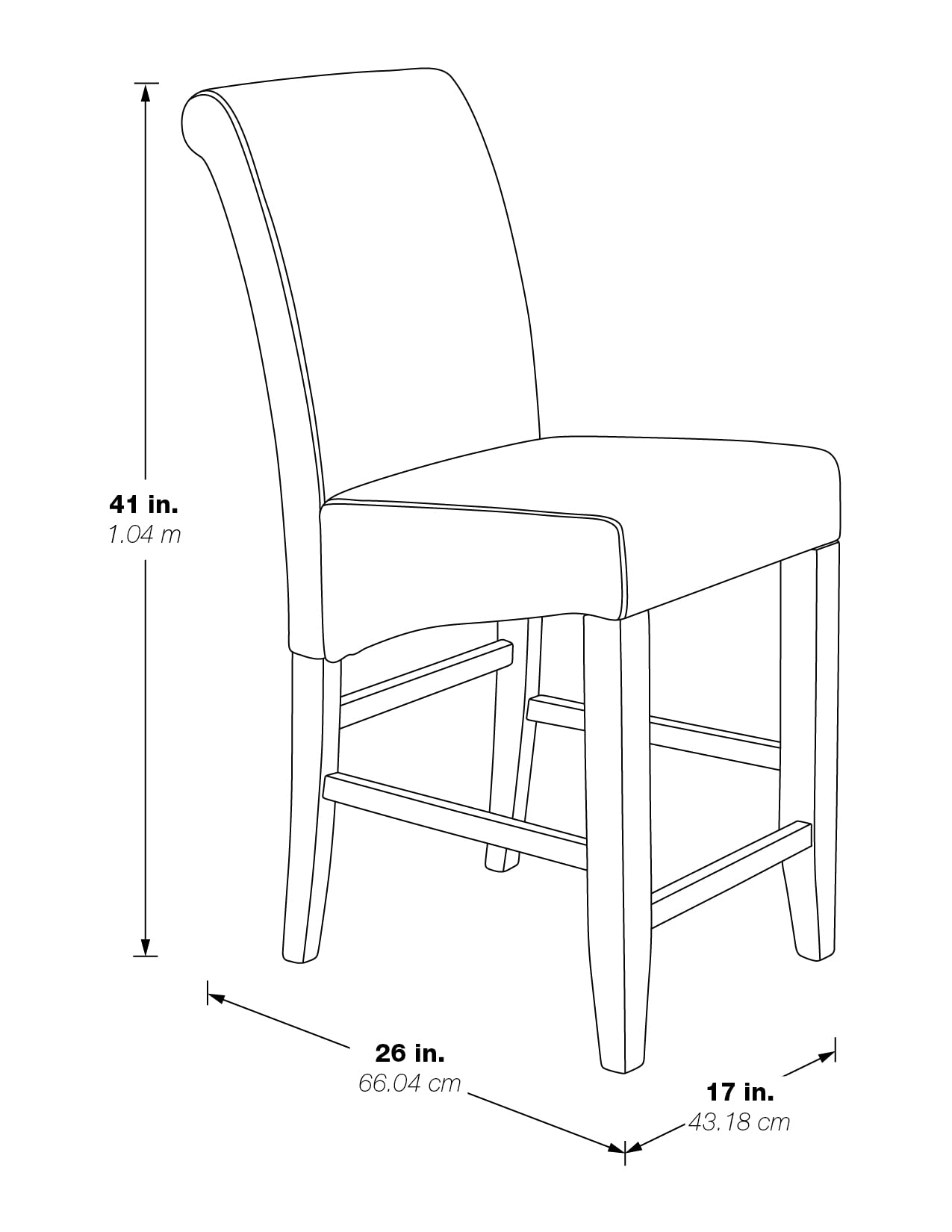 OSP Home Furnishings 24 Inch Parsons Bar Stool with Antique Bronze Nail Heads & Smoke Fabric - Perfect for Kitchen Islands, Breakfast Bars & Modern Dining Areas