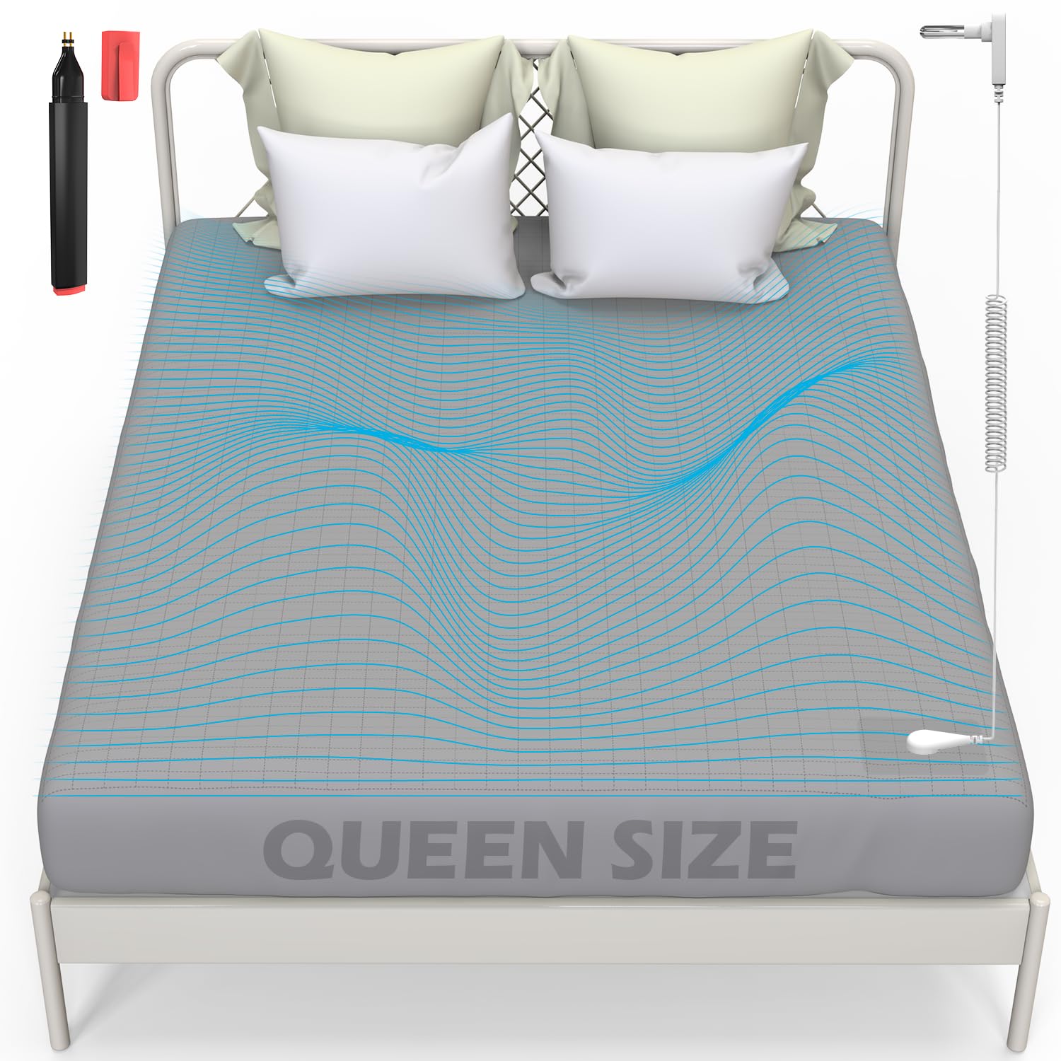 FZF Grounding Sheets Queen Size - 95% Organic Cotton & 5% Pure Silver Earthing Bed Sheet with Grounding Cord for Better Sleep | Deep Pocket 60