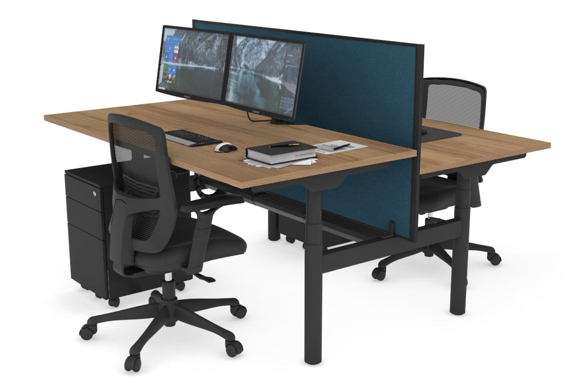 Flexi Premium Height Adjustable 2-Person H Bench Workstation - Black Frame [1200L x 800W with Cable Management] - Ideal for Office, Home Workspace & Collaborative Environments