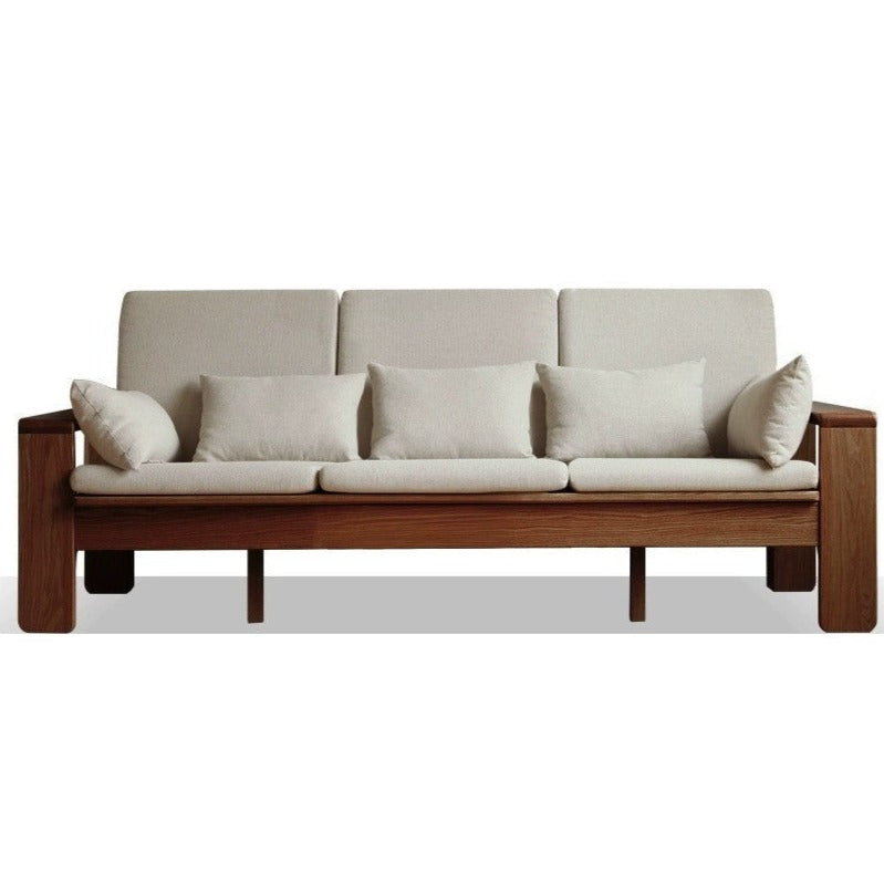 Modern Nordic Fabric Sofa - Solid Oak Wood Frame - Stylish & Durable Living Room Furniture for Small Spaces & Apartments