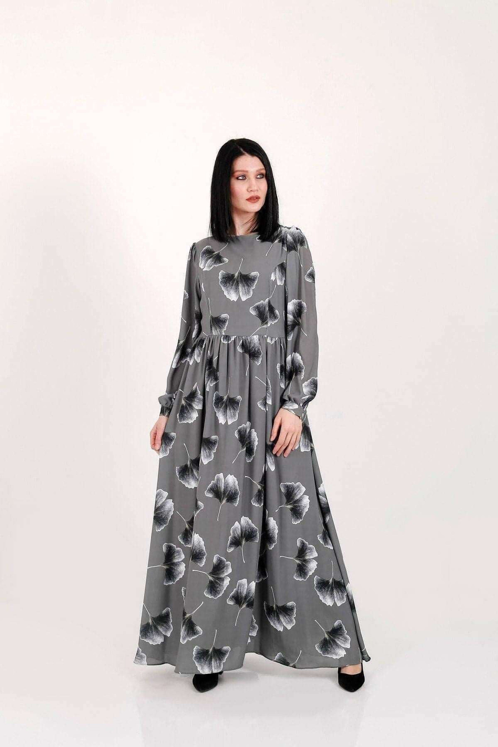 Emma Long Maxi Dress with Long Sleeves - Elegant Flowy Women's Evening Gown for Weddings, Parties & Special Occasions