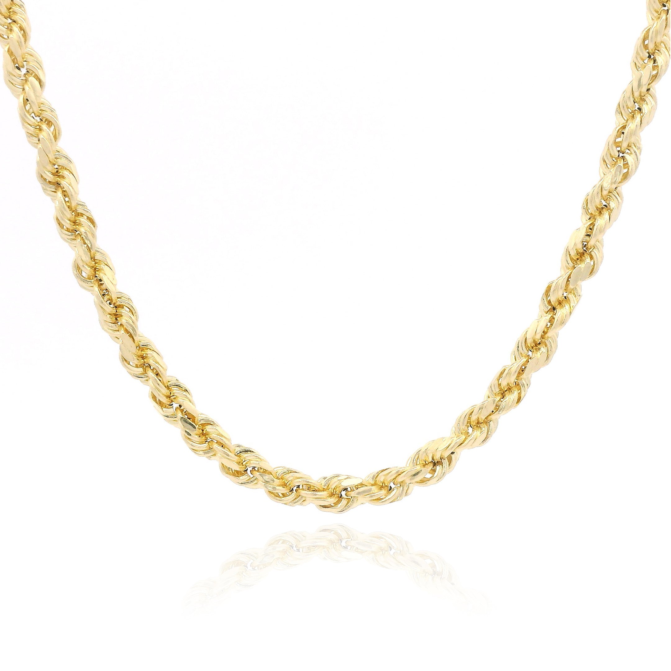 14K Gold Hollow Rope Chain Necklace - 3MM Width 22 Inches Length - Durable & Lightweight Jewelry for Men & Women - Perfect for Everyday Wear, Gifts & Special Occasions