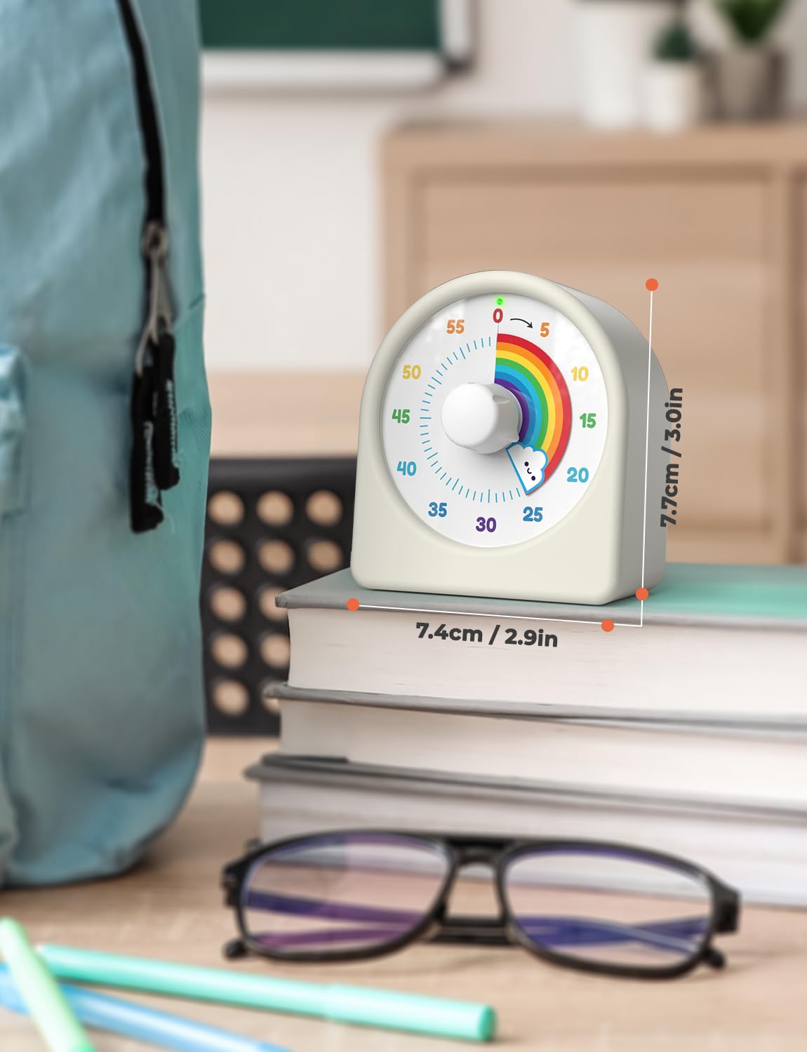 LIORQUE 60 Minute Visual Timer for Kids - Rechargeable Countdown Timer with Rainbow Design & Magnetic Back | Classroom, Homework, Pomodoro Study & Time Management Tool