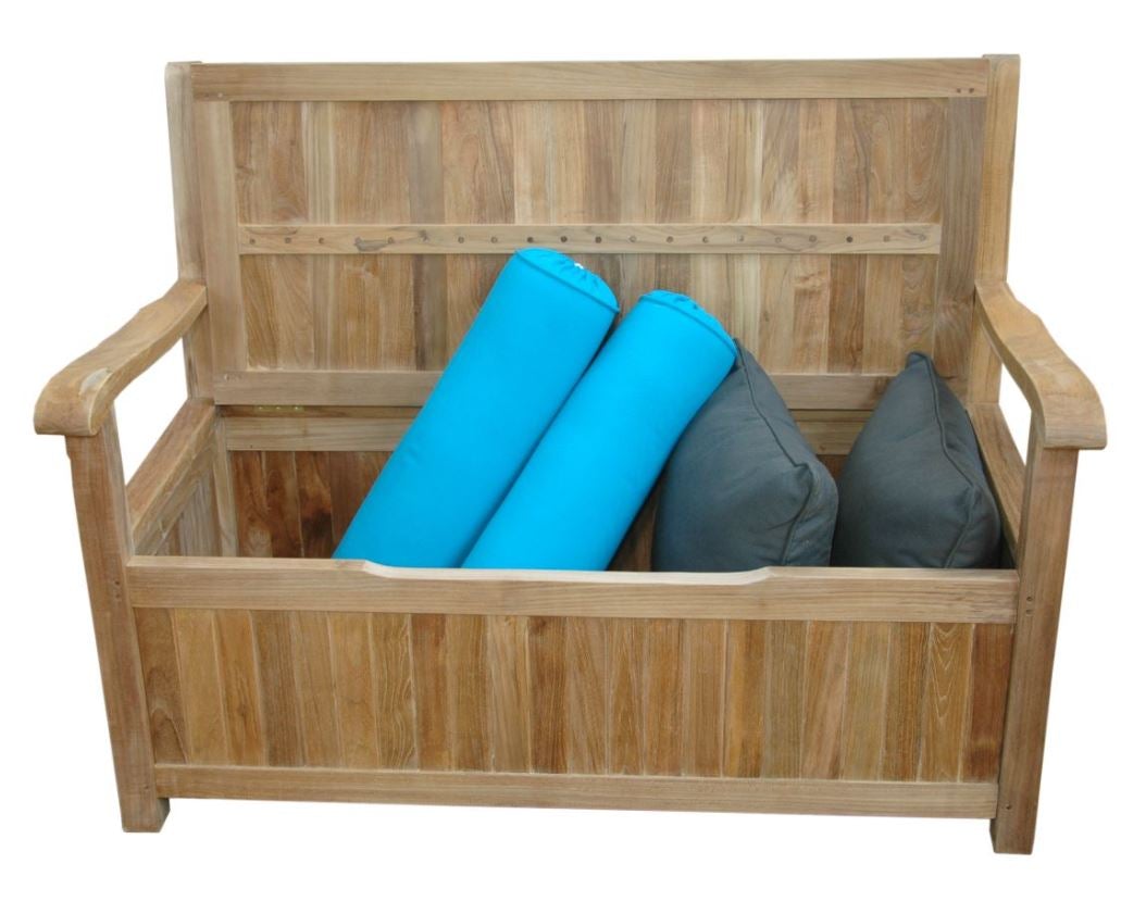 Anderson Teak Del Amo Outdoor Storage Bench BH 152SB - Weather-Resistant Teak Wood Patio Seating with Hidden Storage for Garden, Deck, and Poolside Use