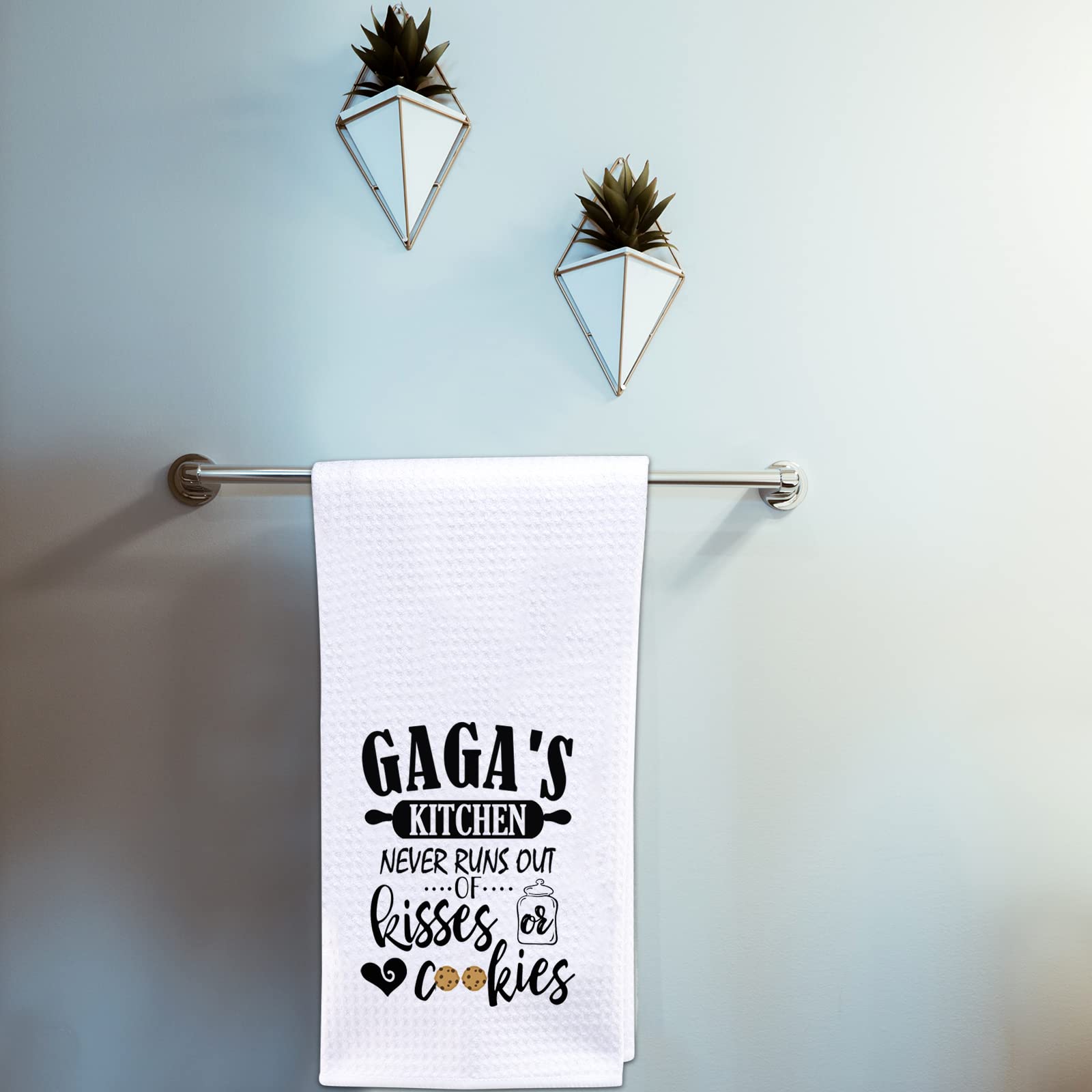 POFULL Gaga’s Kitchen Gift Set - Appreciation Dish Towel with Kisses & Cookies Design - Perfect for Home Decor, Hostess Gifts, and Kitchen Essentials