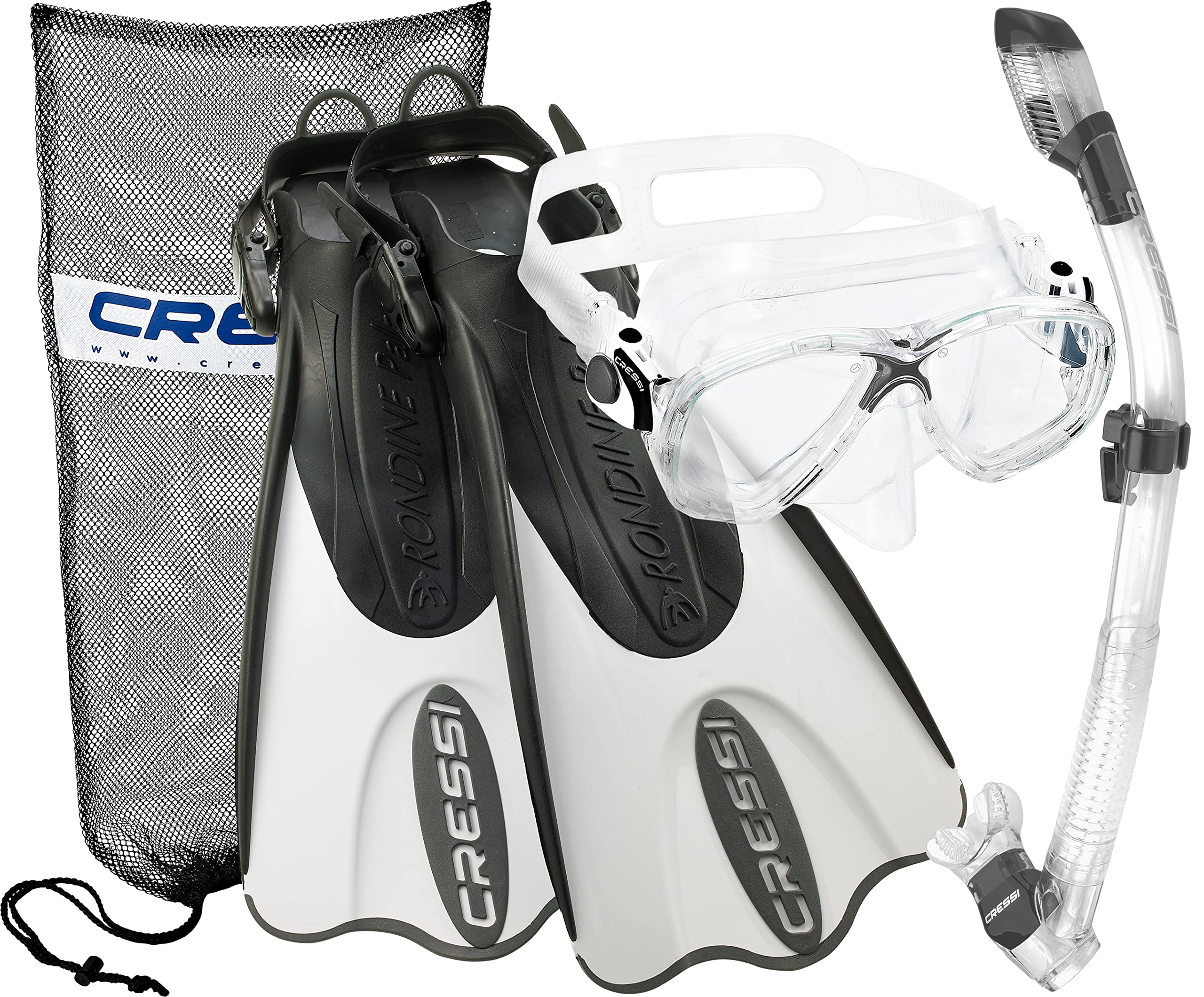 Cressi Palau Snorkel Set - Mask, Fins, Snorkel & Gear Bag for Scuba Diving, Snorkeling & Beach Vacations | Perfect for Ocean Adventures & Water Sports