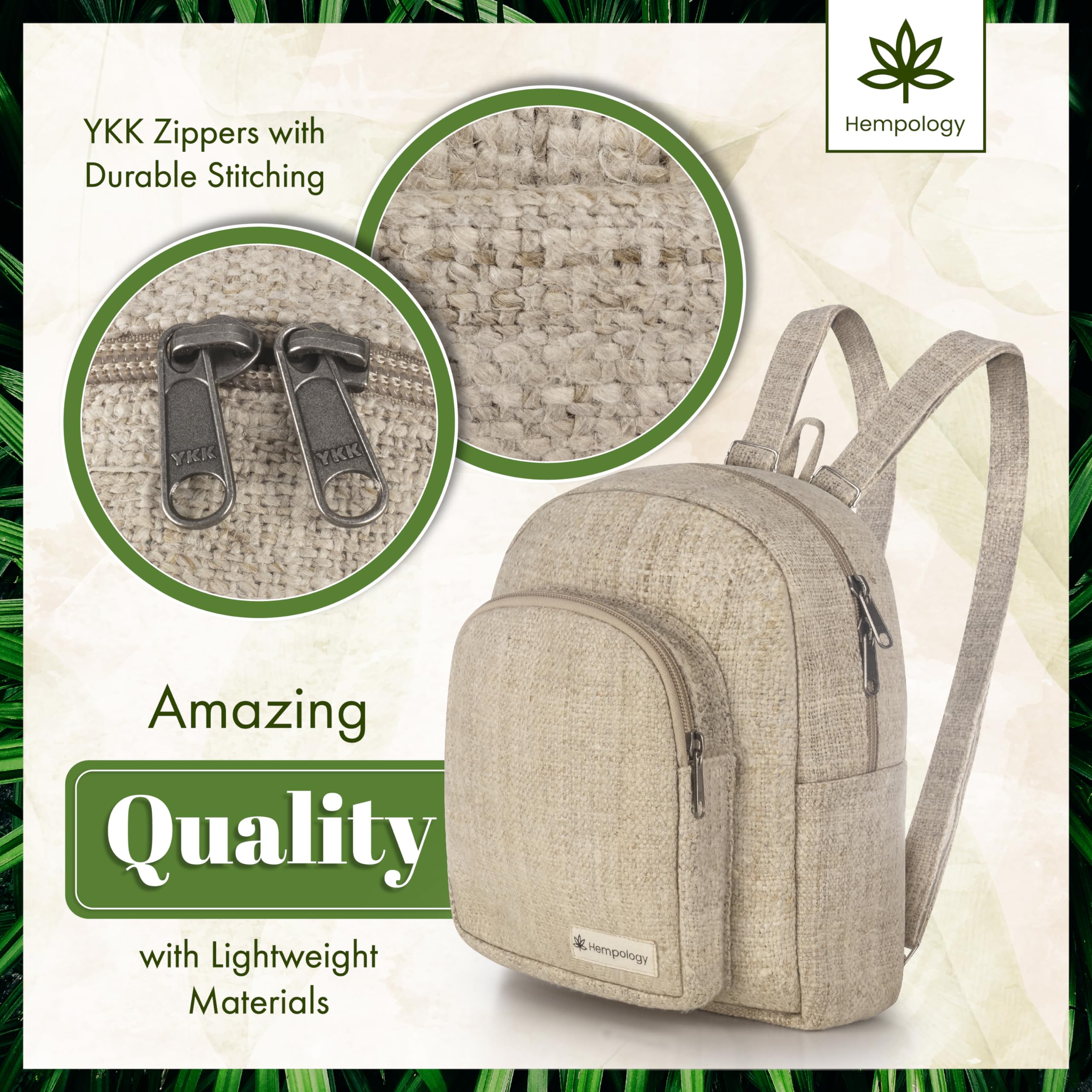 HEMP Mini Backpack - Lightweight Small Travel Backpack for Men & Women, Cute Beige Hemp Shoulder Bag | Perfect for Hiking, Shopping & Daily Commute