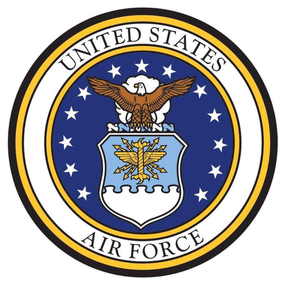 USAF Air Force Round Crest Sticker - Military Emblem Decal for Laptops, Cars, Helmets & DIY Projects | Patriotic Gift for Veterans & Air Force Fans