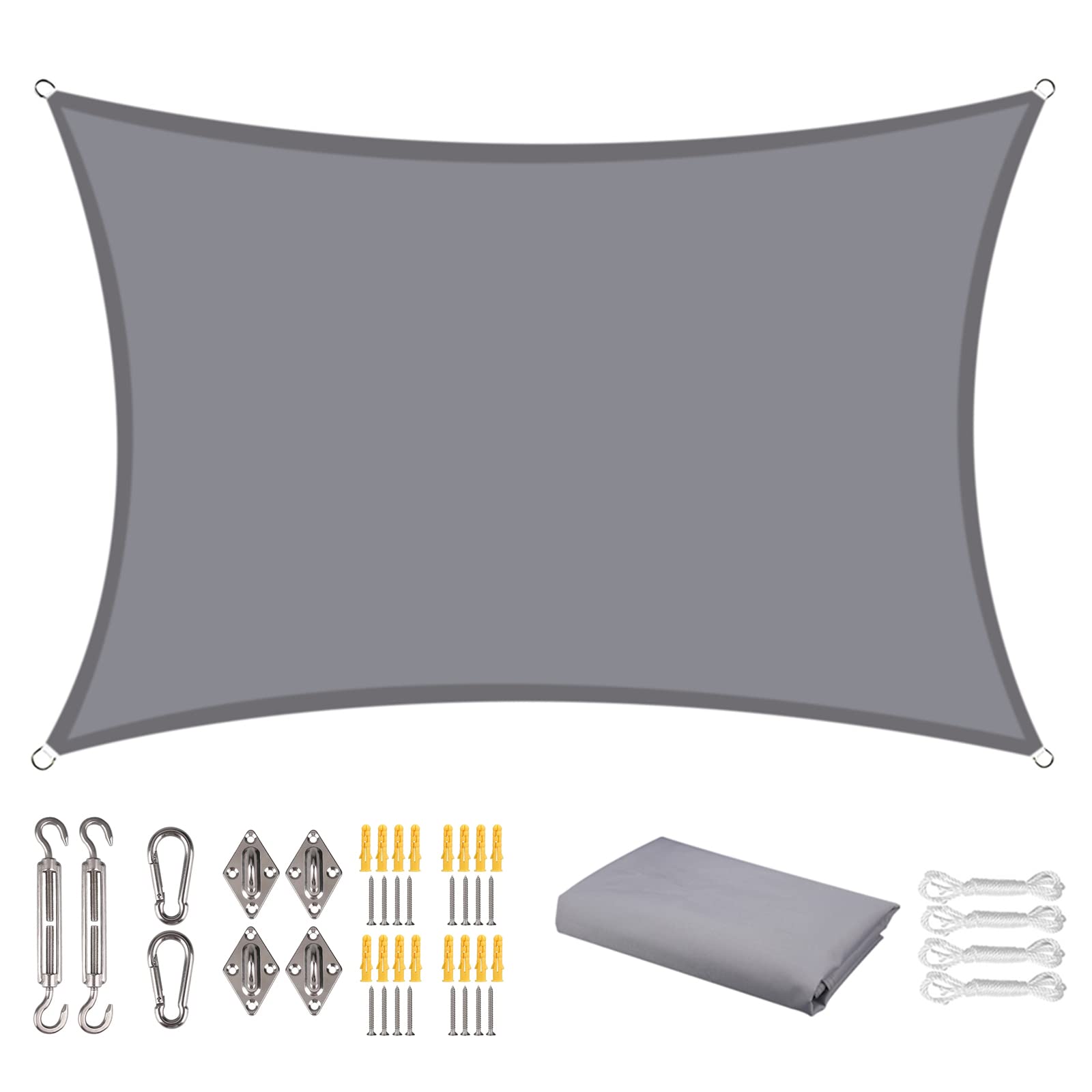 UV Block Sun Shade Sail Canopy 6.5'x10' - Rectangle Patio Sunshade Cover for Garden, Backyard, Lawn - Waterproof & UV Protection for Outdoor Shade & Rain Shelter - Perfect for Picnics, Poolside Lounging, and Outdoor Dining Areas (Gray)