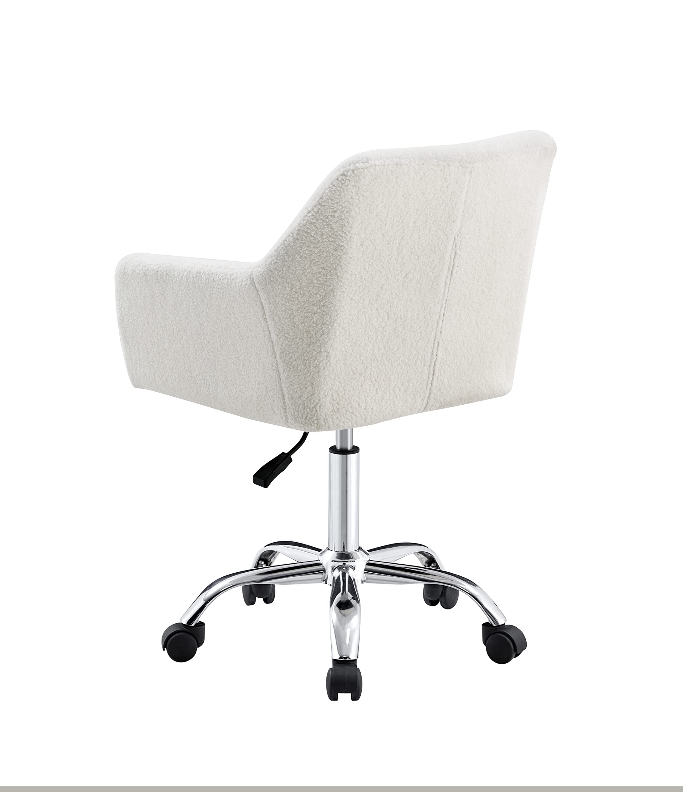 HomVent White Faux Fur Swivel Chair with Wheels - Adjustable Height Modern Plush Makeup Vanity Stool, Soft Office Desk Chair for Bedroom, Living Room & Dressing Room - Perfect for Home Decor, Beauty Salon & Cozy Reading Nook