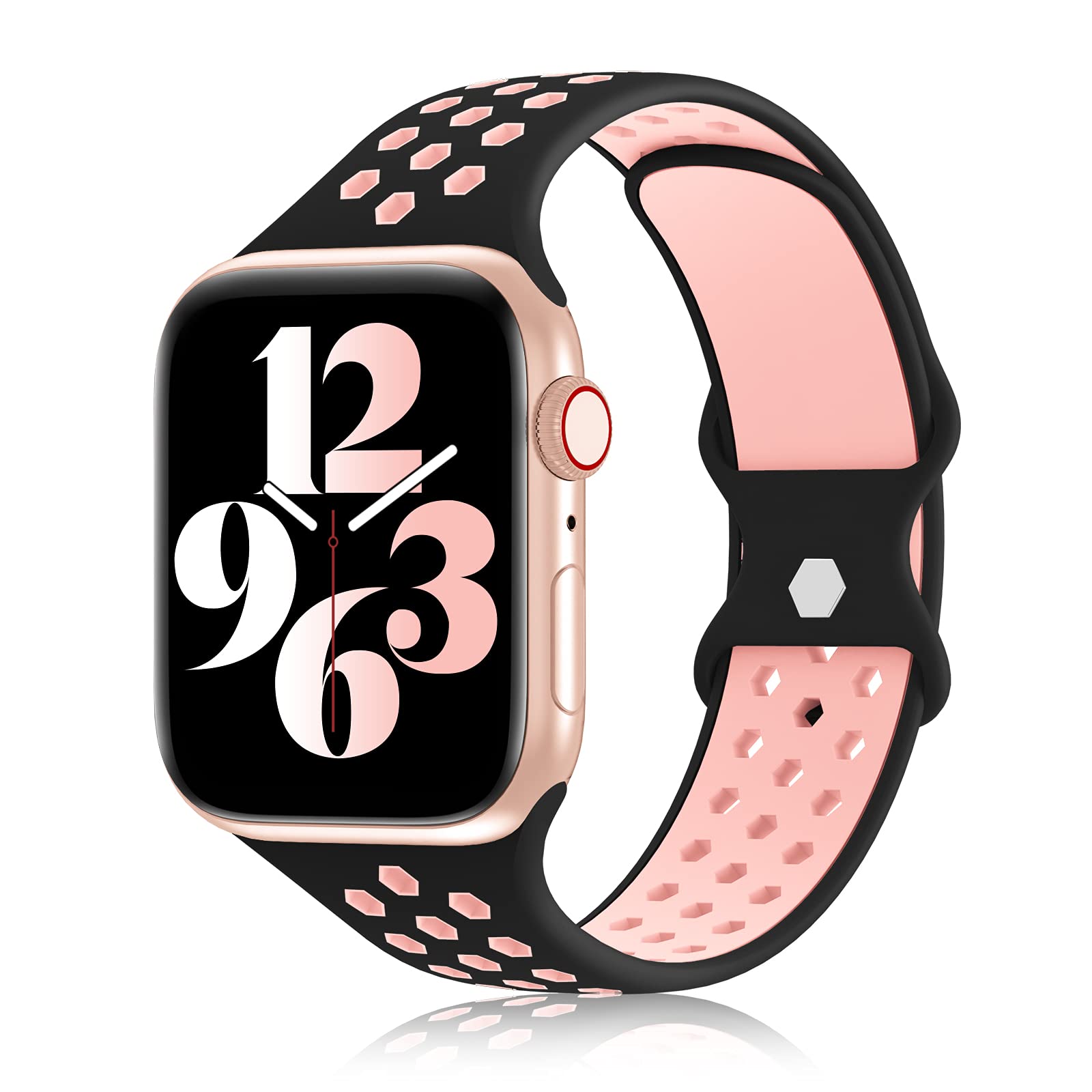 YAXIN Sports Band for Apple Watch 38mm 40mm 41mm 42mm 44mm 45mm - Breathable Soft Silicone Replacement Strap with Double-Color Air Holes - Compatible with iWatch Series 7/6/5/4/3/2/1/SE - Perfect for Running, Gym Workouts & Daily Wear