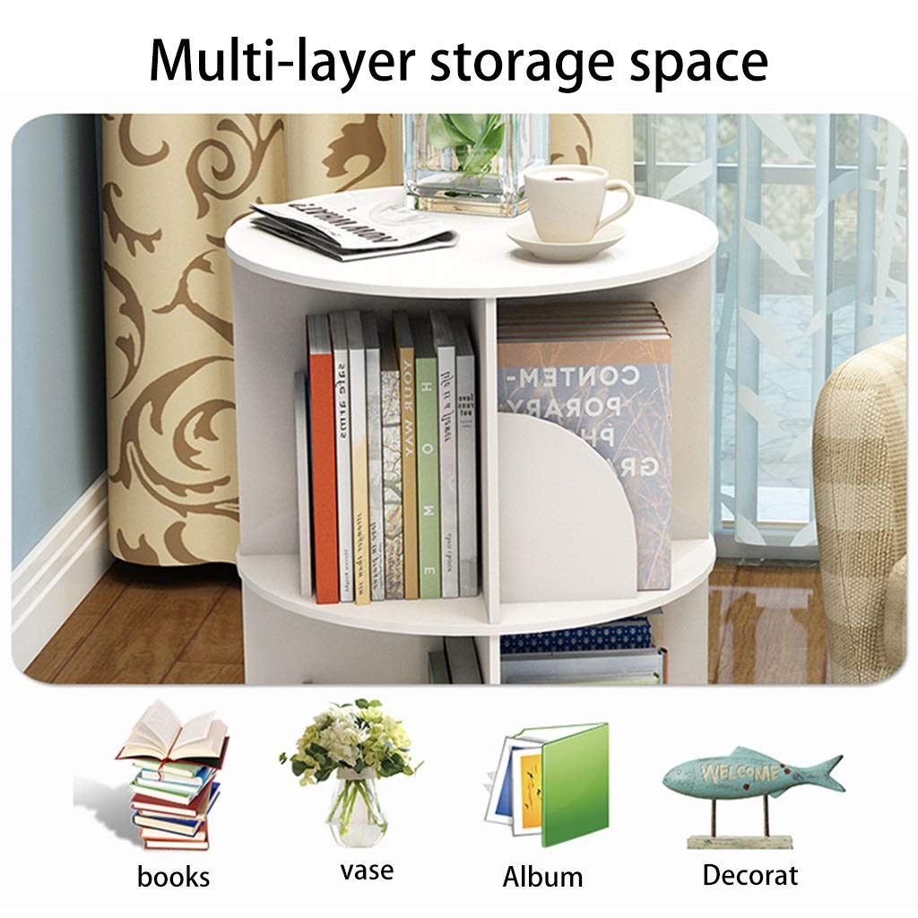 360° Rotating Bookshelf - Multi-Layer Floor Storage Rack with Coffee Table Design for Living Room, Bedroom & Office - Pink Bookcase (40 x 128cm) - Perfect for Small Space Organization & Home Decor