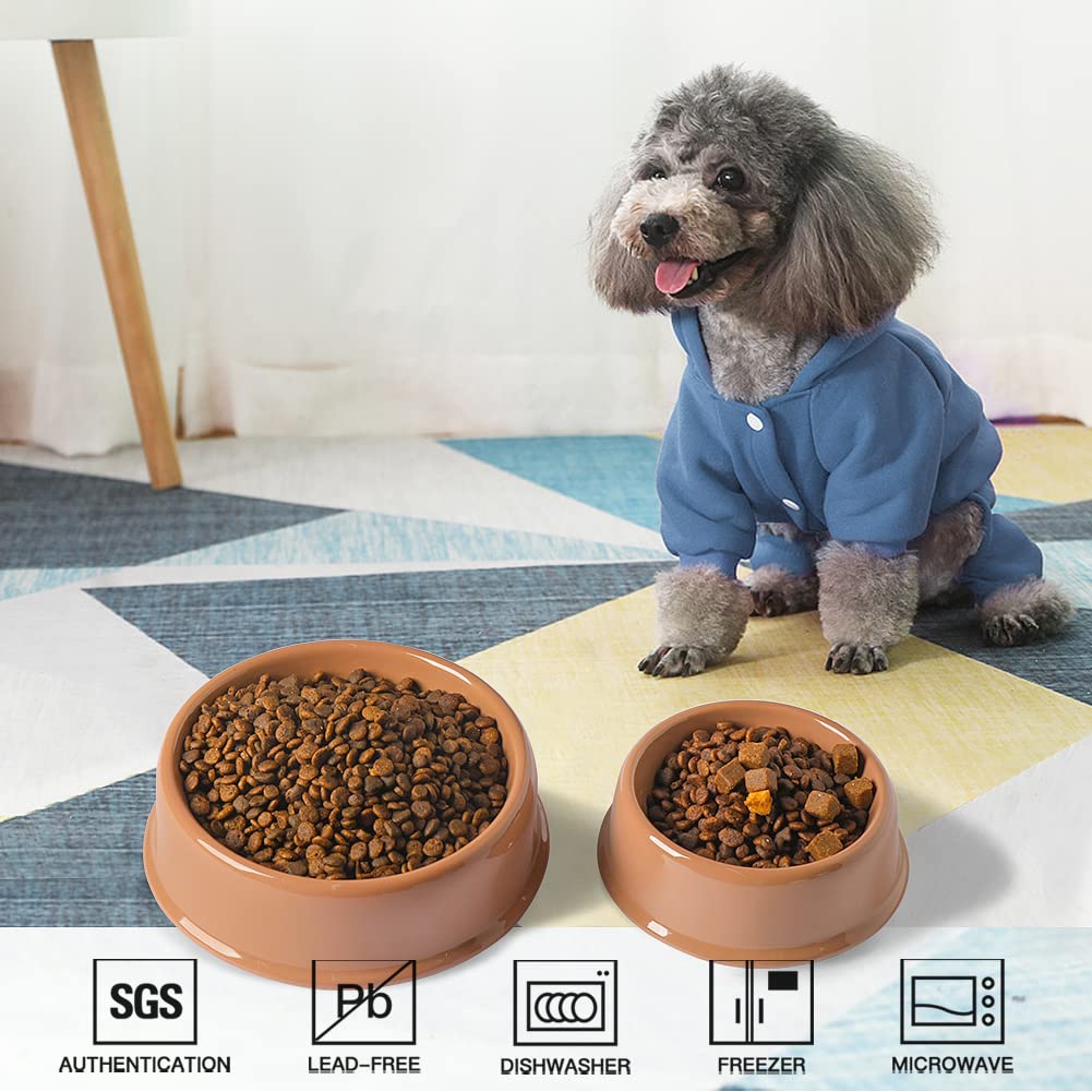 Sweejar Ceramic Small Dog Bowl with Paw Print Design - 9.5oz Slow Feeder Pet Food Dish & Water Bowl for Puppies - Durable Porcelain Pet Bowl for Mealtime (Brown) - Perfect for Small Breed Dogs, Slow Eating Training, and Home Feeding Stations