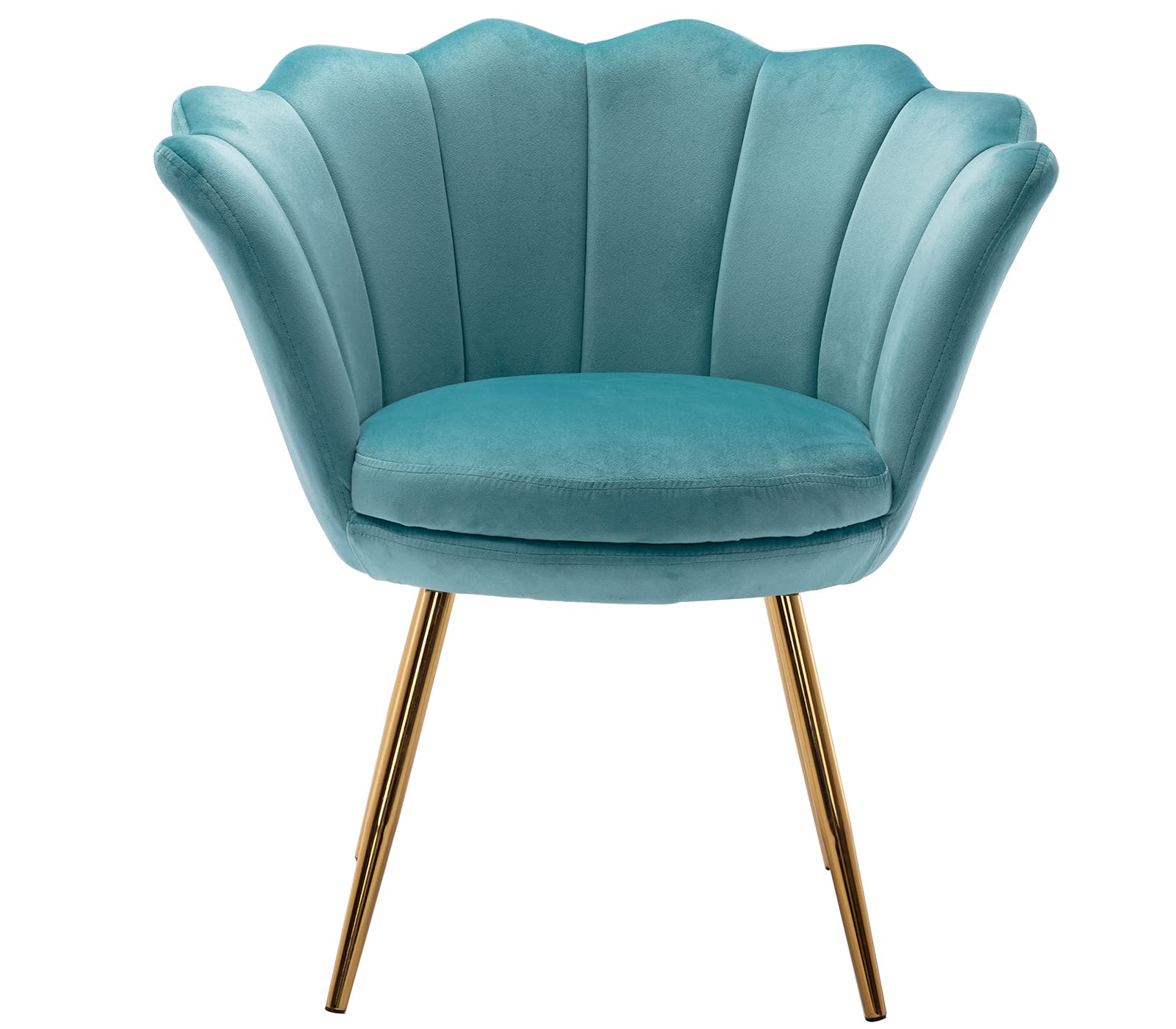Mid Century Modern Velvet Accent Chair with Golden Metal Legs - Retro Living Room Lounge Chair, Upholstered Vanity Seat for Bedroom Dresser, Comfortable Guest Chair (Light Green) - Perfect for Home Office, Reading Nook & Cozy Living Spaces