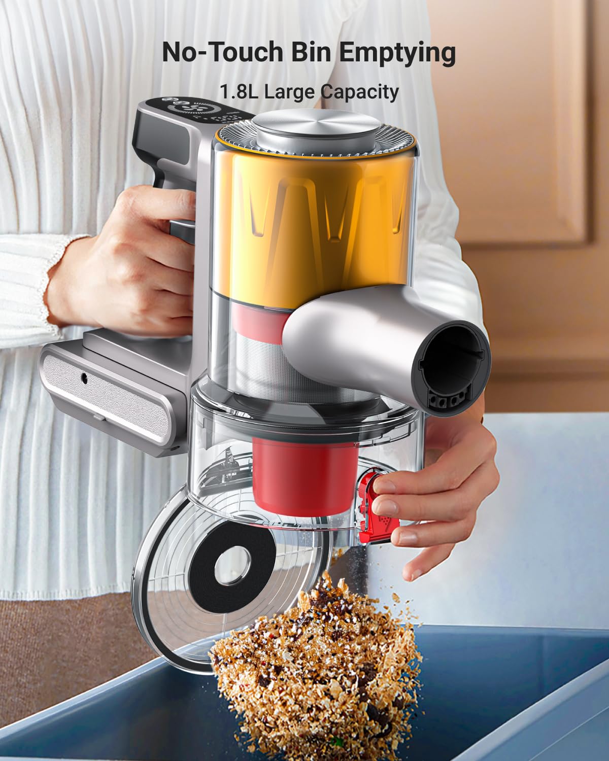 Powerful 550W/45KPa Cordless Vacuum Cleaner with Charging Station - 60 Min Runtime, 1.8L Dust Cup, Quiet & Anti-Tangle for Carpets, Hardwood Floors & Pet Hair - Ideal for Home Cleaning & Car Detailing