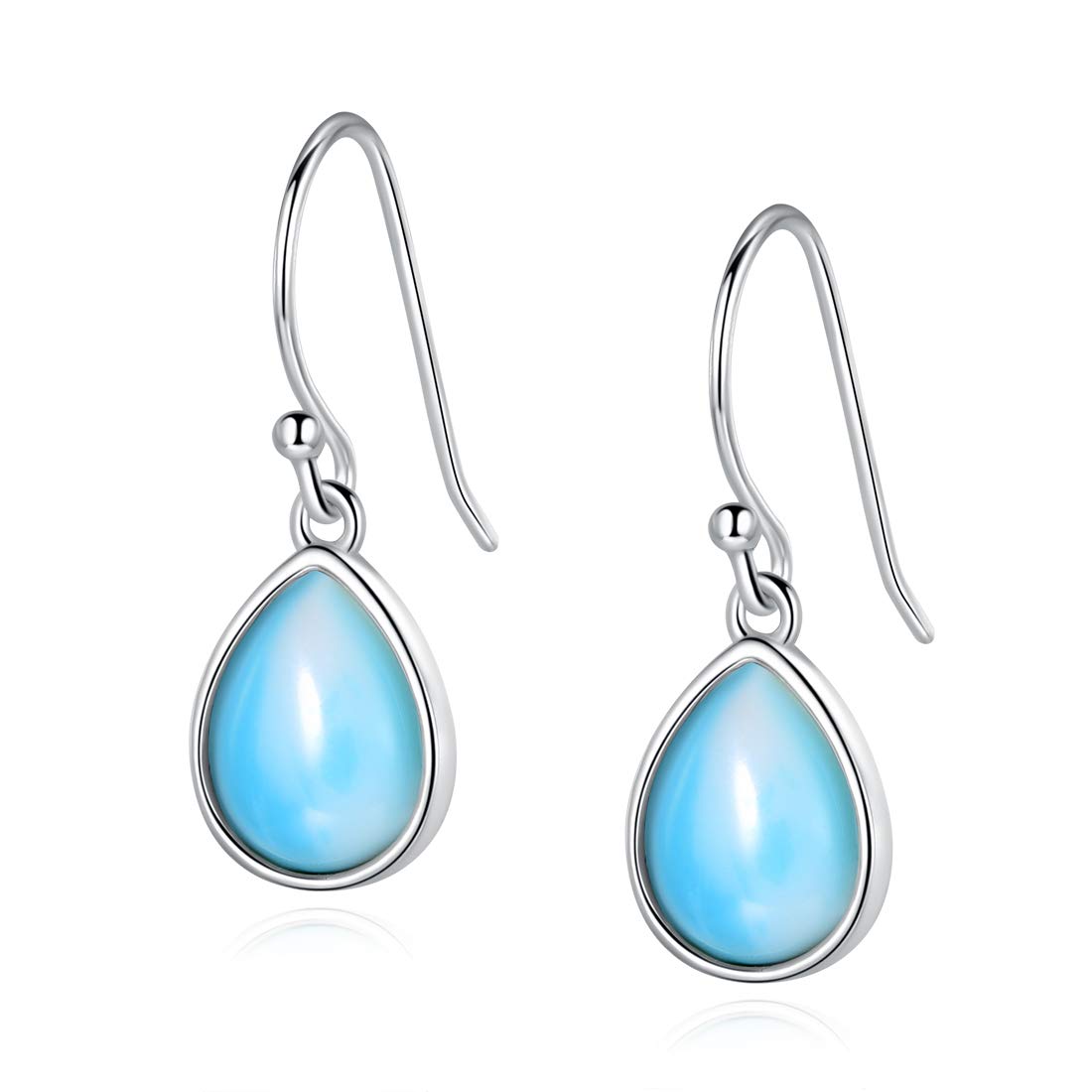 925 Sterling Silver Larimar Dangle Earrings for Women | Natural Gemstone Drop Earrings | Perfect for Beach Vacations, Weddings & Boho Fashion