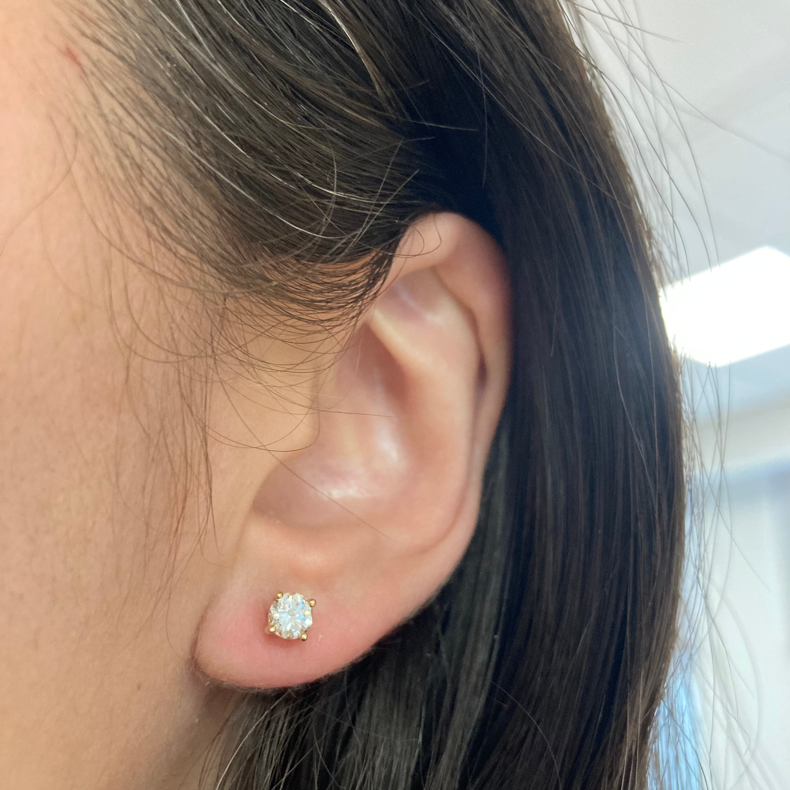 100 Ways Diamond Stud Earrings in 14K White or Yellow Gold | 2/3 Carat Round Cut | Gift Box Included | Perfect for Anniversary, Birthday & Valentine's Day Gifts