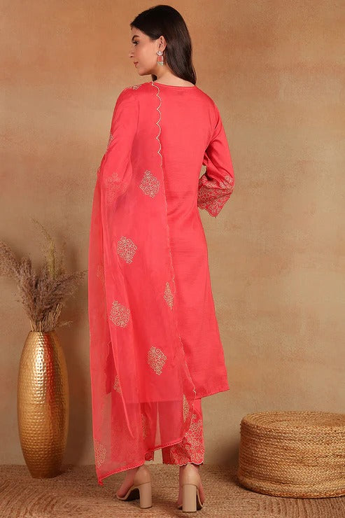 Elegant Pink Silk Blend Kurta Set for Women - Perfect for Diwali, Festivals & Special Occasions | Comfortable Ethnic Wear for Parties, Weddings & Cultural Events