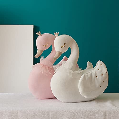 Rainbow Pink Swan Plush Toy - 35-38cm Soft Stuffed Animal for Couples, Wedding Gift, Anniversary Present, Romantic Decor - Perfect for Valentine's Day, Bridal Shower, Home Decor & Nursery Room