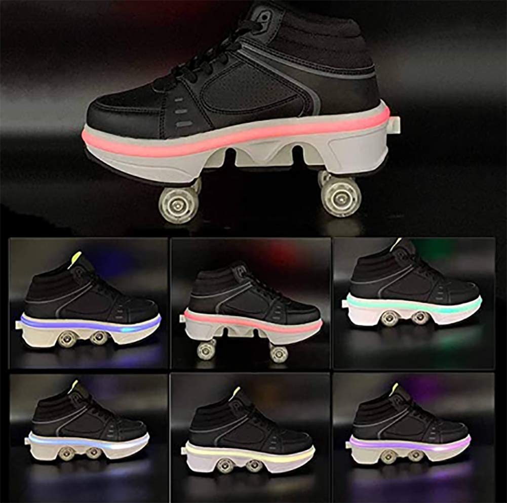Women's Double-Row Quad Roller Skates - Detachable Wheel Shoes for Girls & Boys | Unisex Skating Shoes for Outdoor Fun, Fitness & Roller Rinks