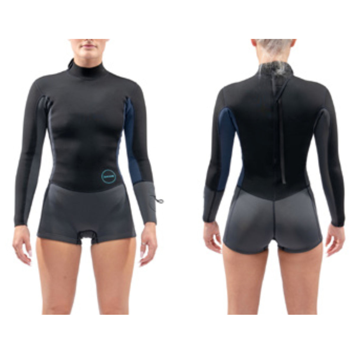 Dakine Women's Mission 2mm Long Sleeve Spring Wetsuit - Black/Blue for Surfing, Paddleboarding & Water Sports