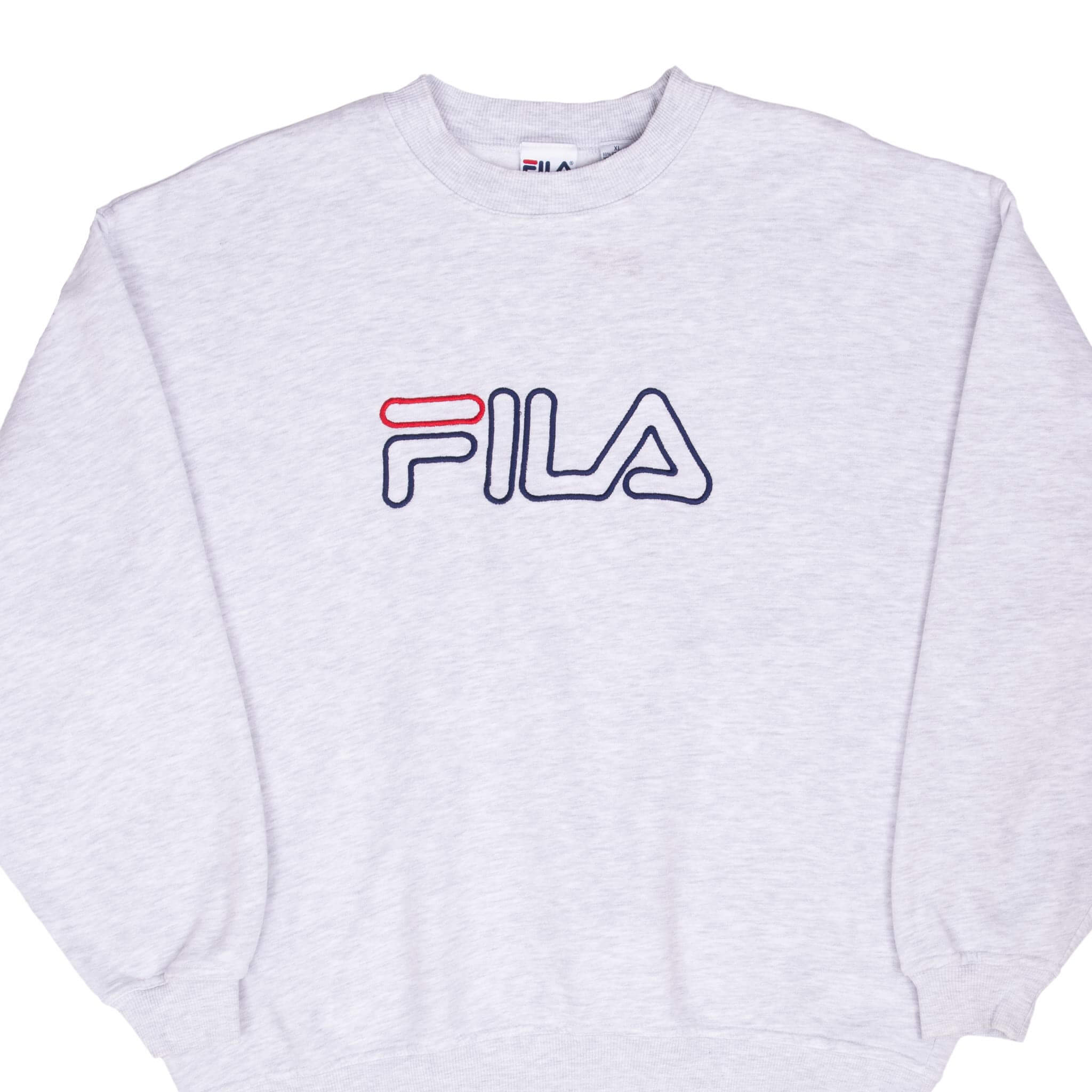Vintage Fila Embroidered Grey Sweatshirt 1990s XL - Retro 90s Streetwear for Men & Women | Perfect for Casual Wear, Gym, and Urban Fashion