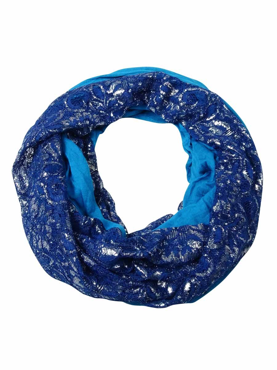 Sparkly Lace Infinity Scarf for Women - Navy Blue Fashion Loop Shawl Wrap for Fall & Winter Outfits, Parties & Holiday Gifts