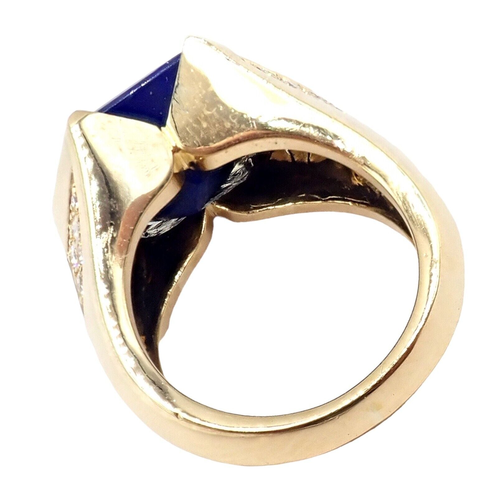 Authentic Julius Cohen 18k Yellow Gold Diamond & Lapis Lazuli Ring for Women - Luxury Statement Jewelry for Weddings, Parties & Special Occasions