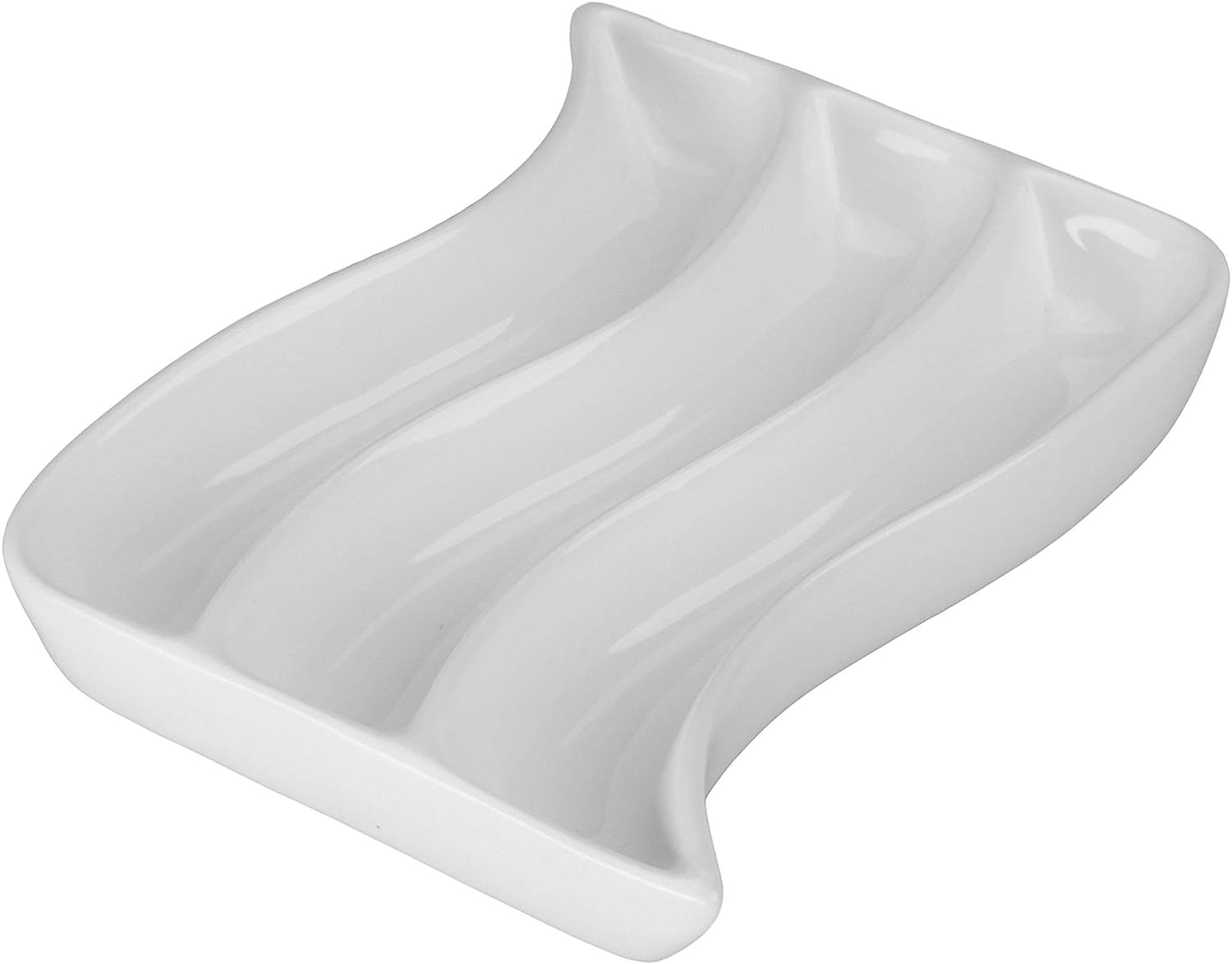 4-Piece Wavy Divided Dish Set - Microwave & Dishwasher Safe Serving Plates for Meals, Snacks, and Party Appetizers