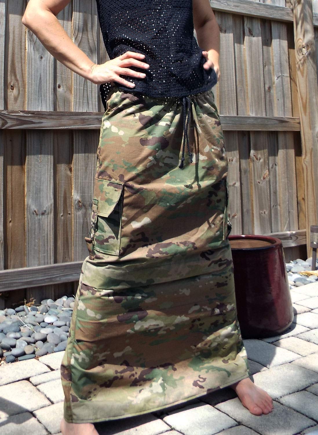 Long UCP Camouflage Cargo Skirt with Multiple Pockets - Military Style Utility Skirt for Outdoor Hiking, Tactical Wear & Street Fashion