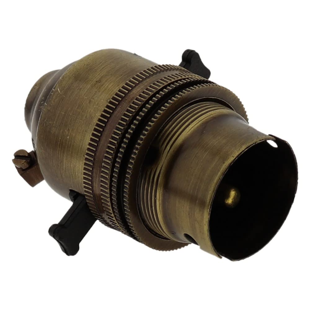 Vintage Brass Bayonet Cap (B22) Switched & Grounded Lampholder - Perfect for Table Lamps, Pendant Lights & Chandeliers | Classic Lighting Fixture Upgrade