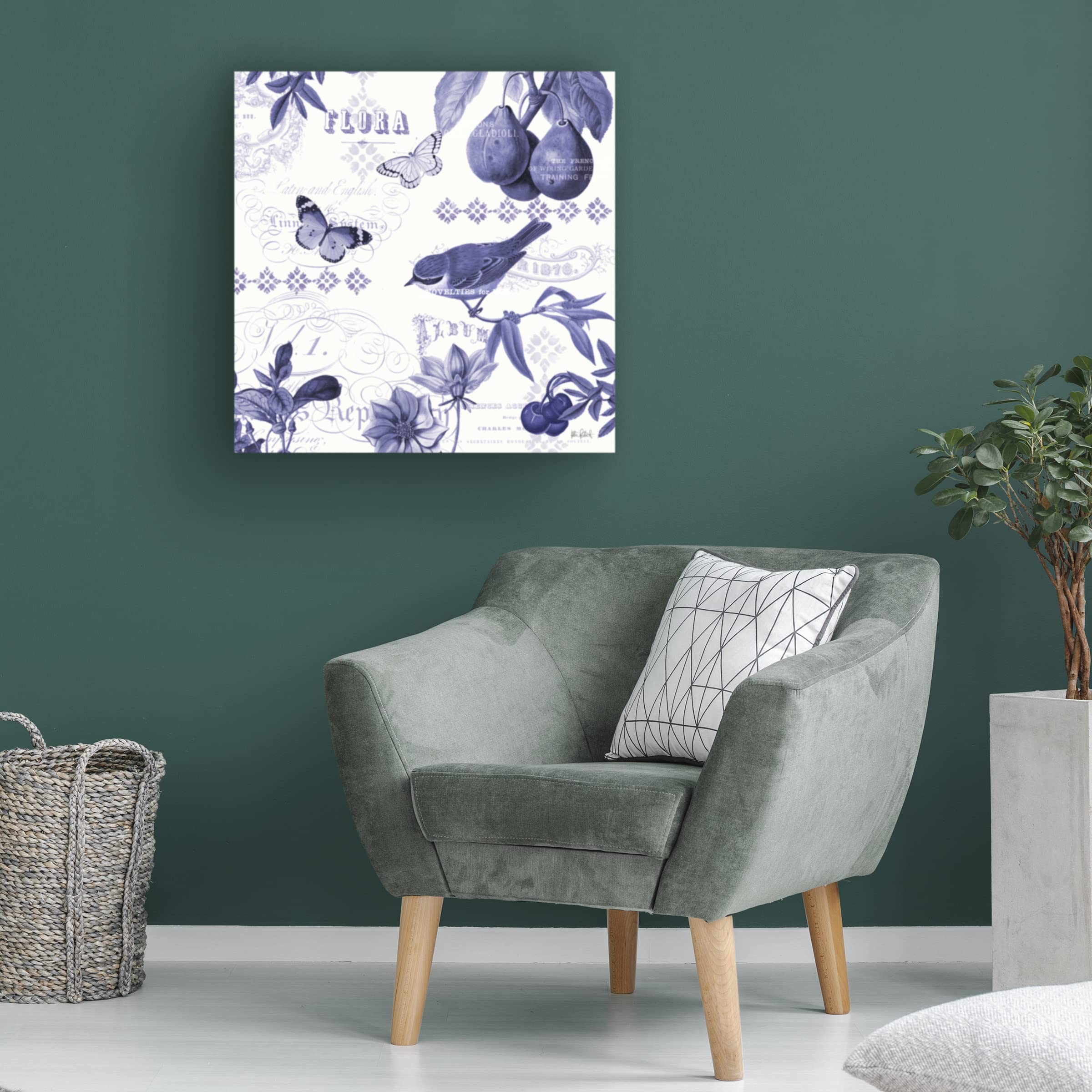 Botanical Blue III Canvas Art Print by Katie Pertiet - Modern Floral Wall Decor for Living Room, Bedroom & Office - Handmade Fine Art Painting for Home & Office Decor