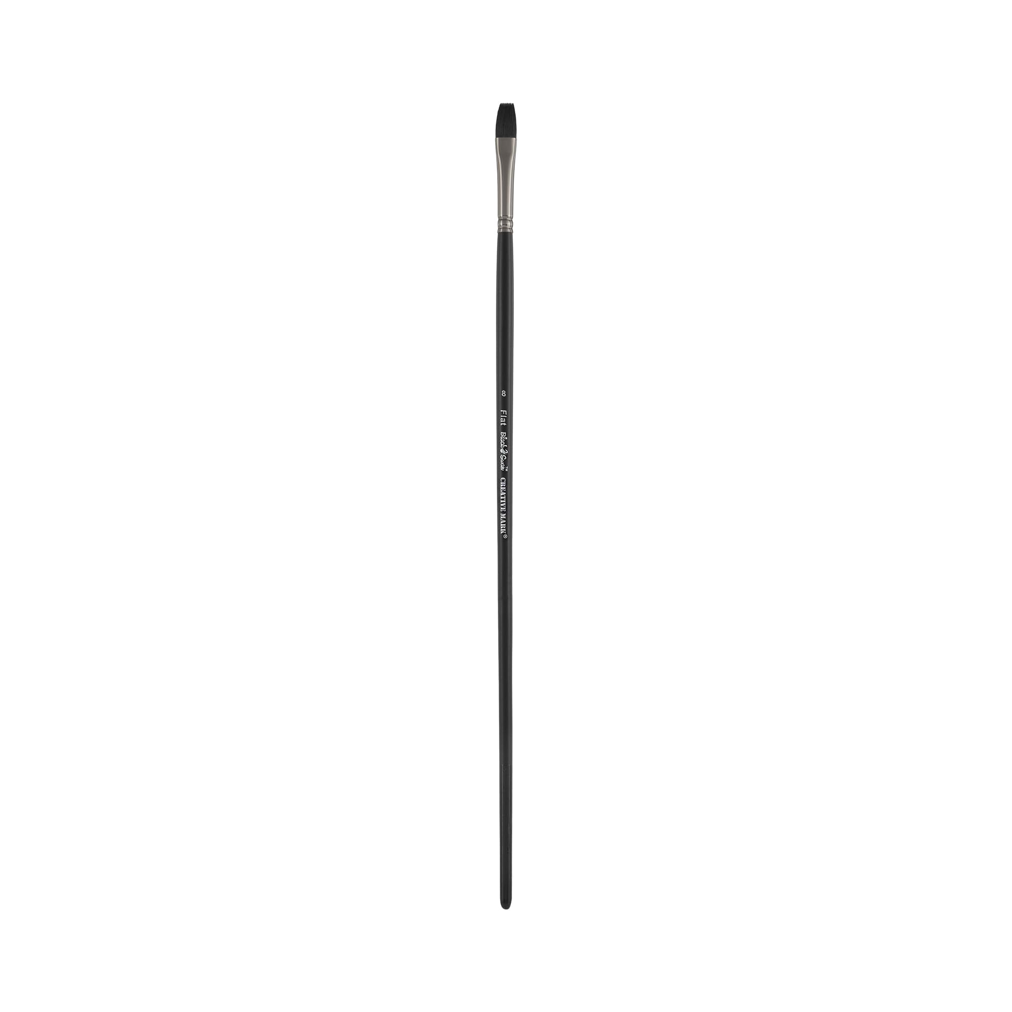 Professional Black Swan Synthetic Red Sable Flat Paint Brush Size #8 - Long Handle Artist Brush for Oil, Acrylic & Heavy Body Media - Perfect for Canvas Painting, Wall Art & DIY Projects - Ideal for Beginners to Advanced Artists