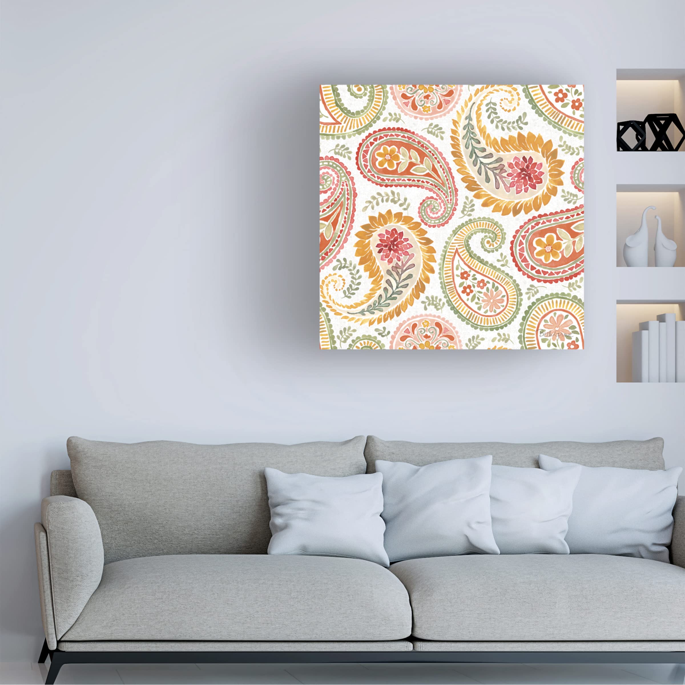 Beth Grove 'Harvest Bouquet Pattern IIIA' Floral Canvas Wall Art - Handmade Home Decor for Living Room, Bedroom & Office