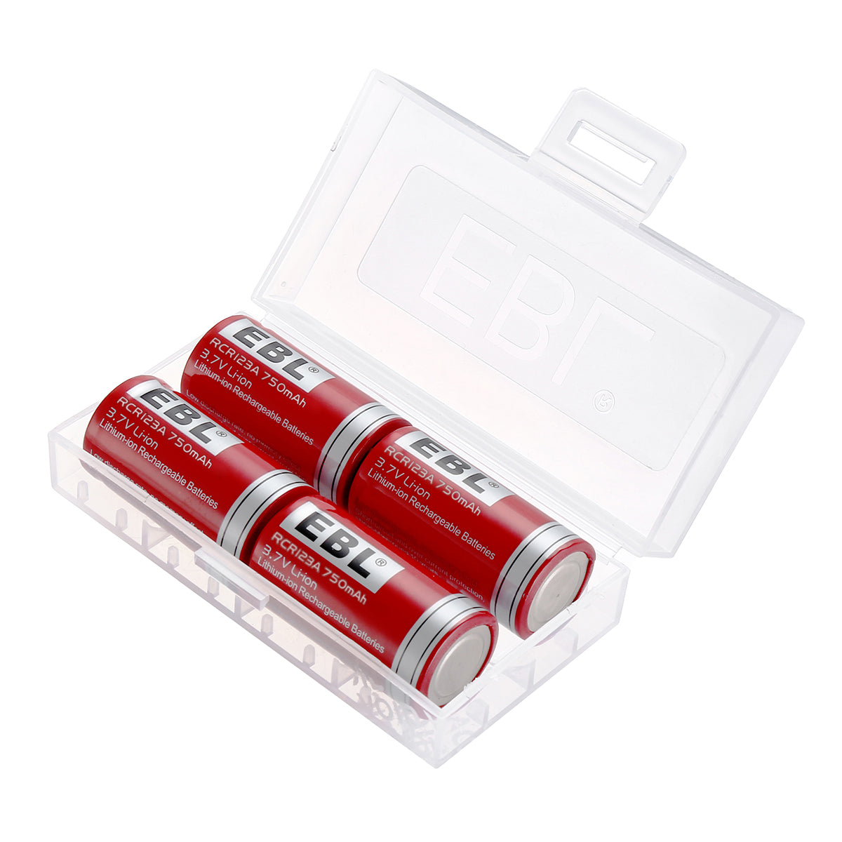 EBL 4-Pack 16340 RCR123A 3.7V Rechargeable Lithium Batteries with 839 Universal Battery Charger - Perfect for Flashlights, Cameras, and Electronic Devices