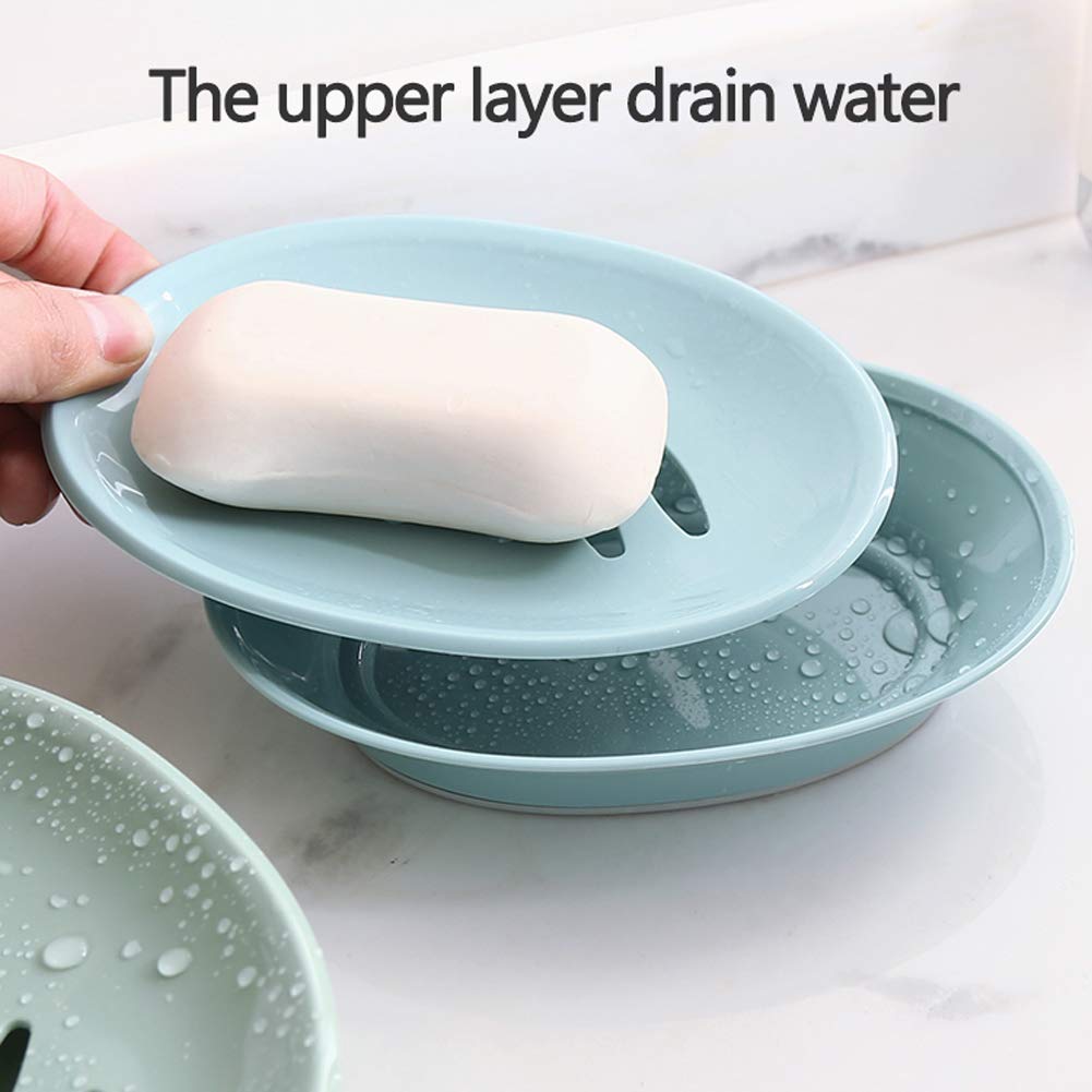 WYOK 2-Pack Green Soap Dish with Drain - Soap Holder & Saver for Shower, Bathroom, Kitchen - Prevents Mushy Soap, Easy to Clean - Perfect for Countertop, Sink, or Bathtub Organization