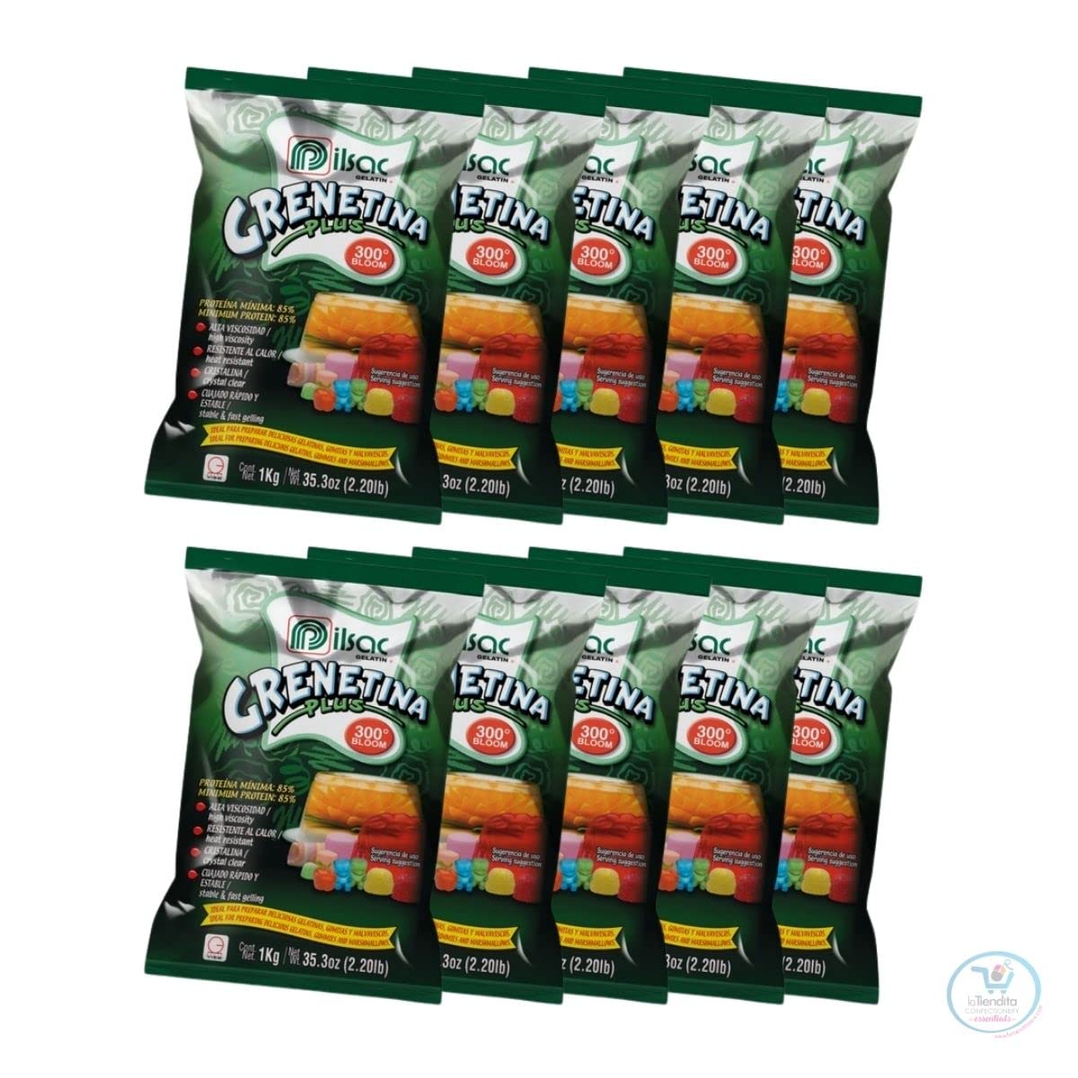 10 Pack PILSAC Unflavored Beef Gelatin Powder 300° Bloom - 2.2 lb per Bag (22 lb Total) - Professional Grade for Baking, Cooking & DIY Projects - Perfect for Jellies, Marshmallows & Protein Shakes